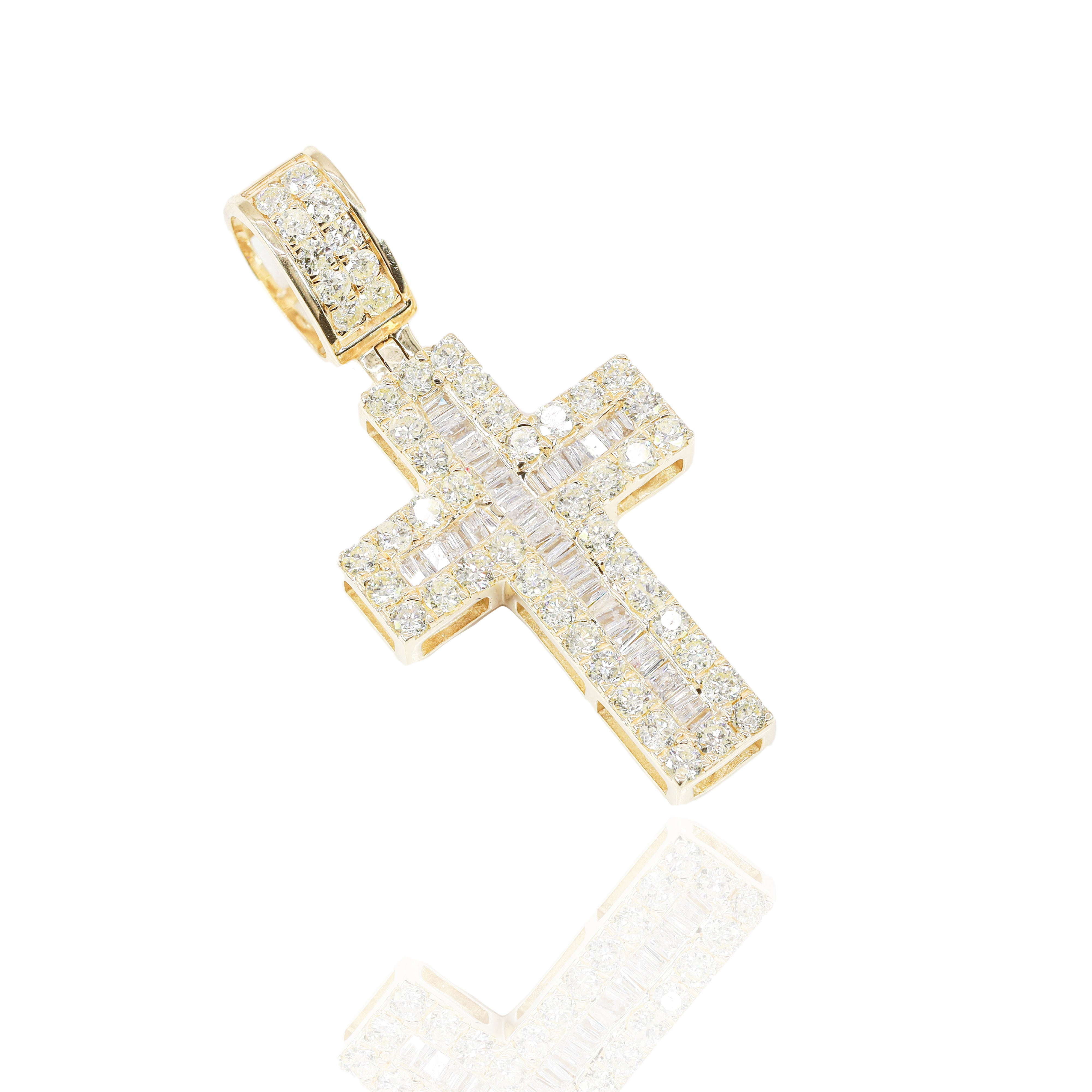 Baguette Cross With Square Edge Pendant