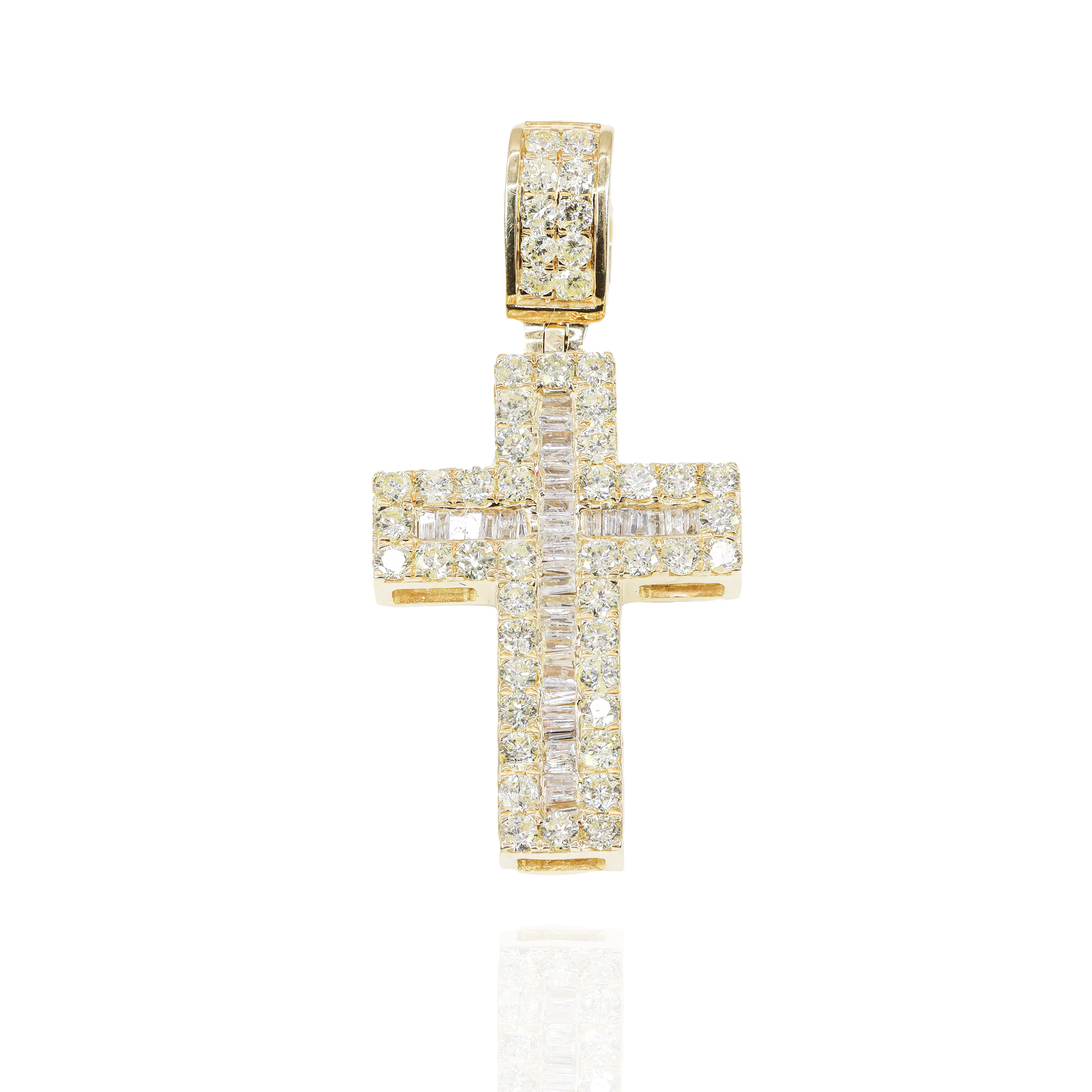 Baguette Cross With Square Edge Pendant