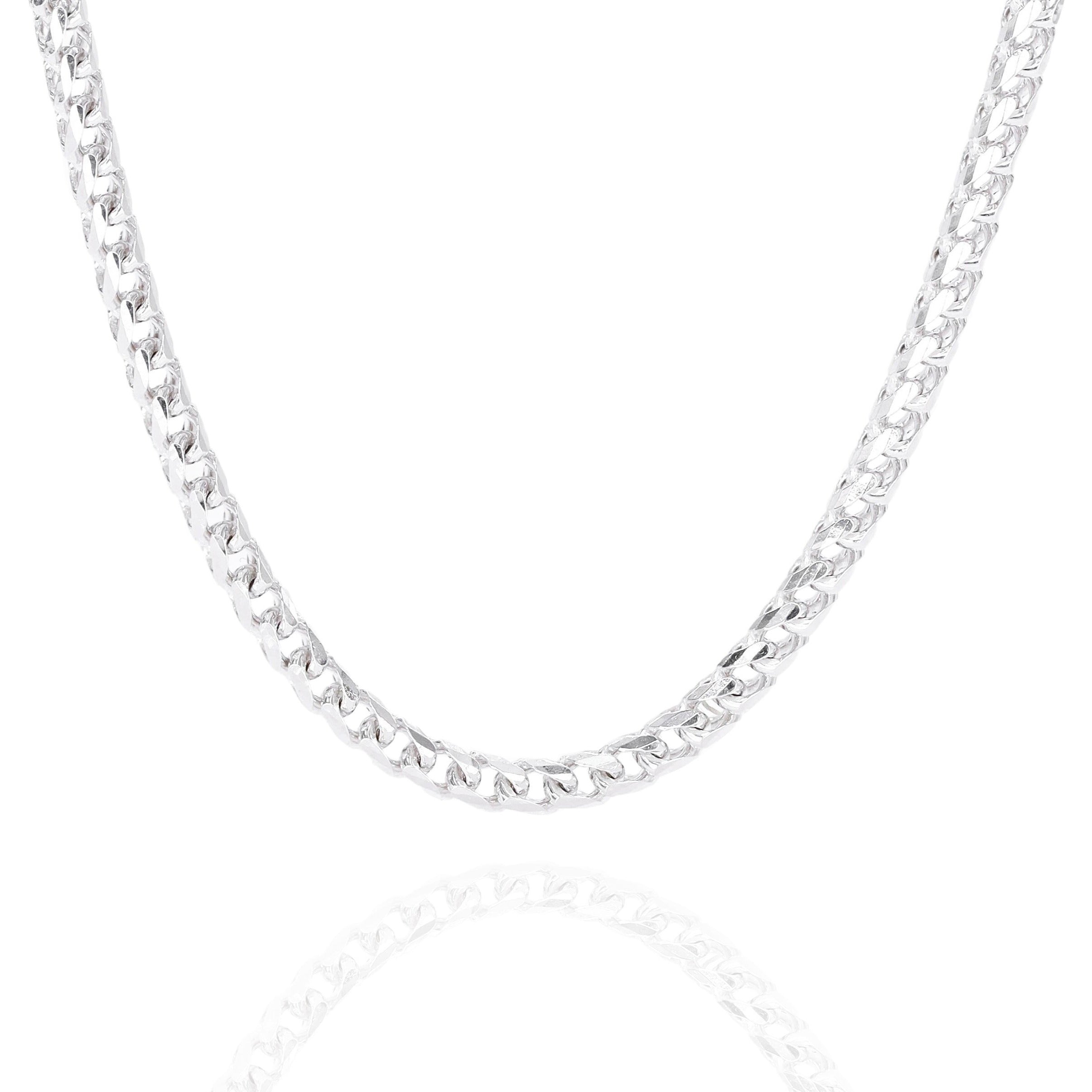 14KT Solid Rounded Franco White Gold Chain