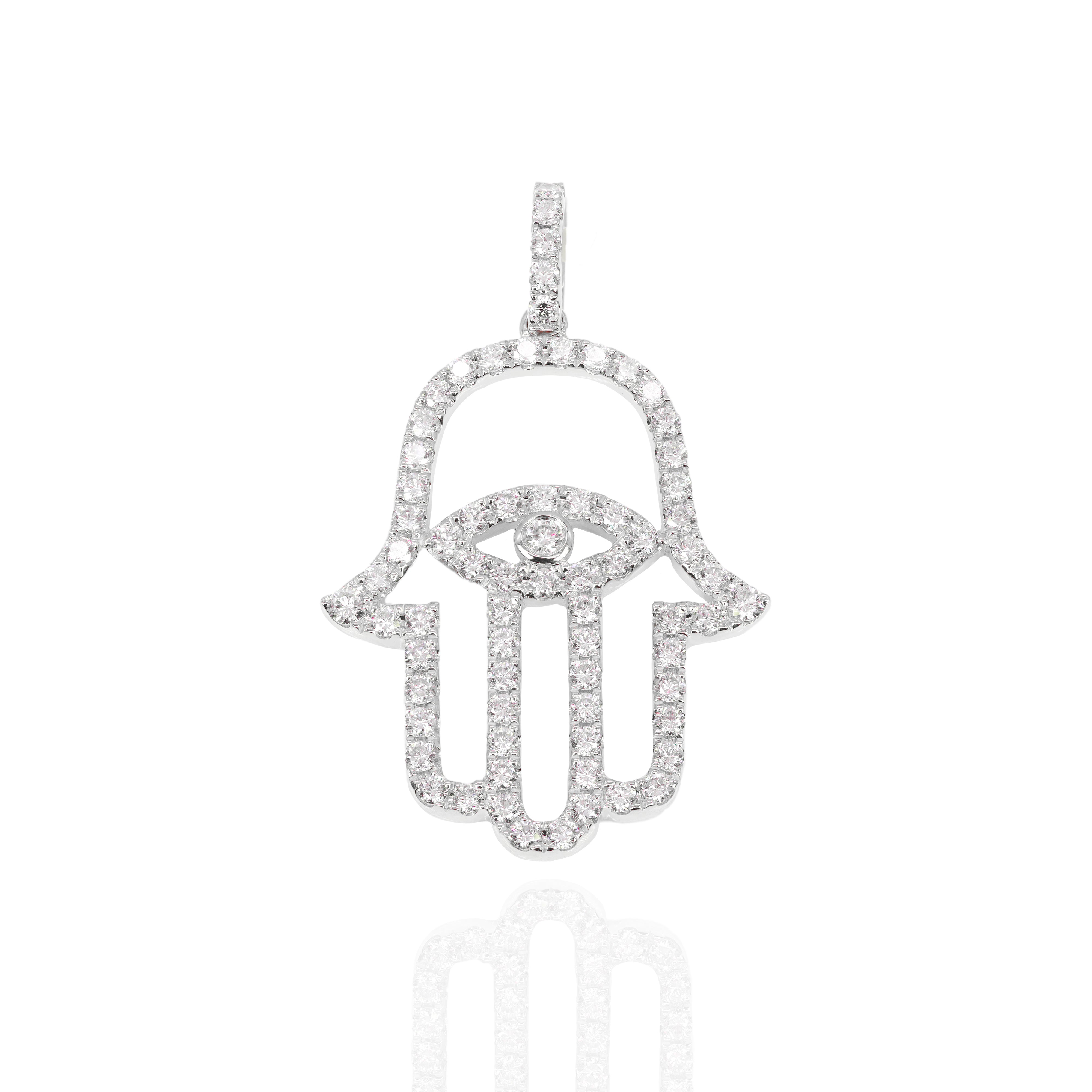 Hamza Hand Outline Diamond Pendant