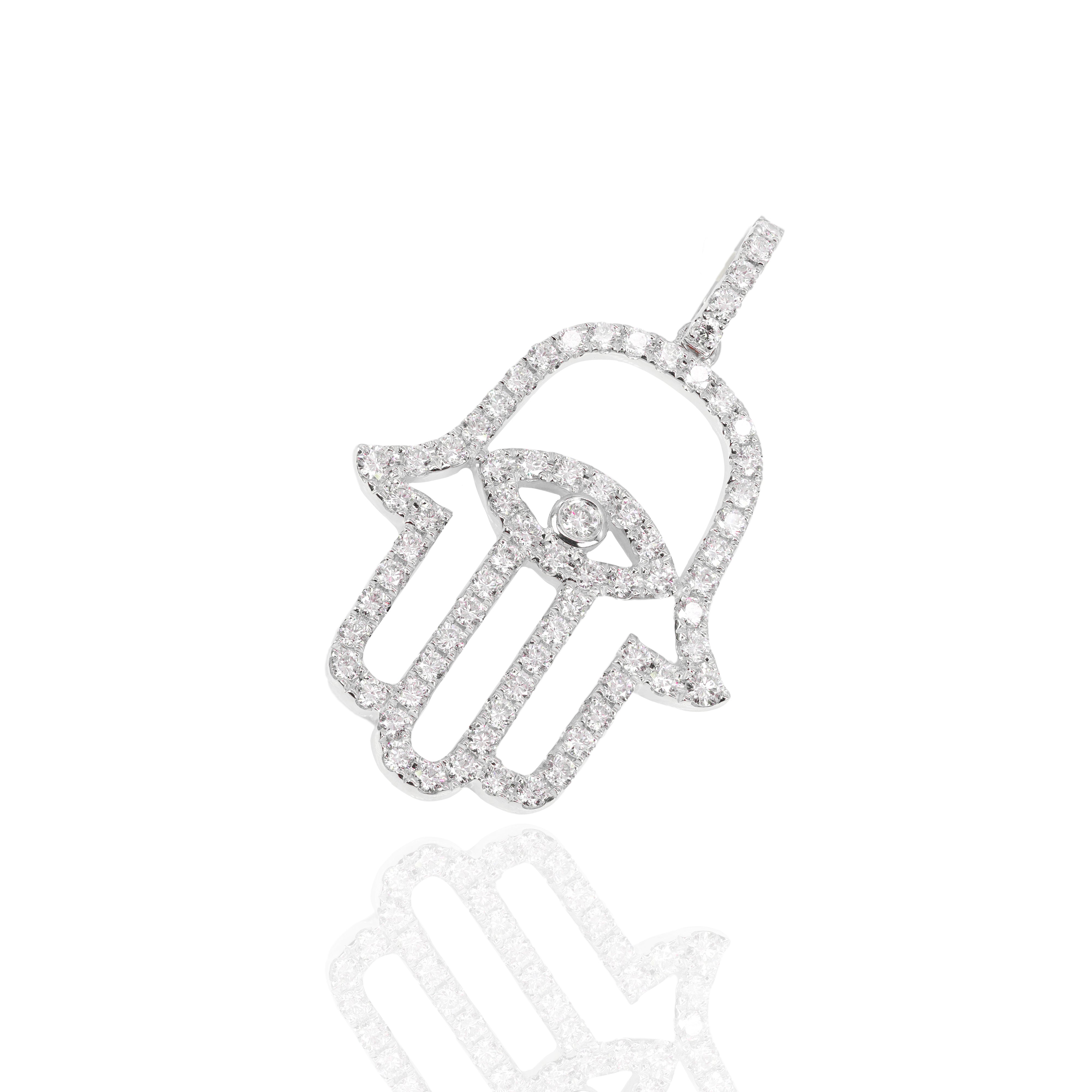 Hamza Hand Outline Diamond Pendant