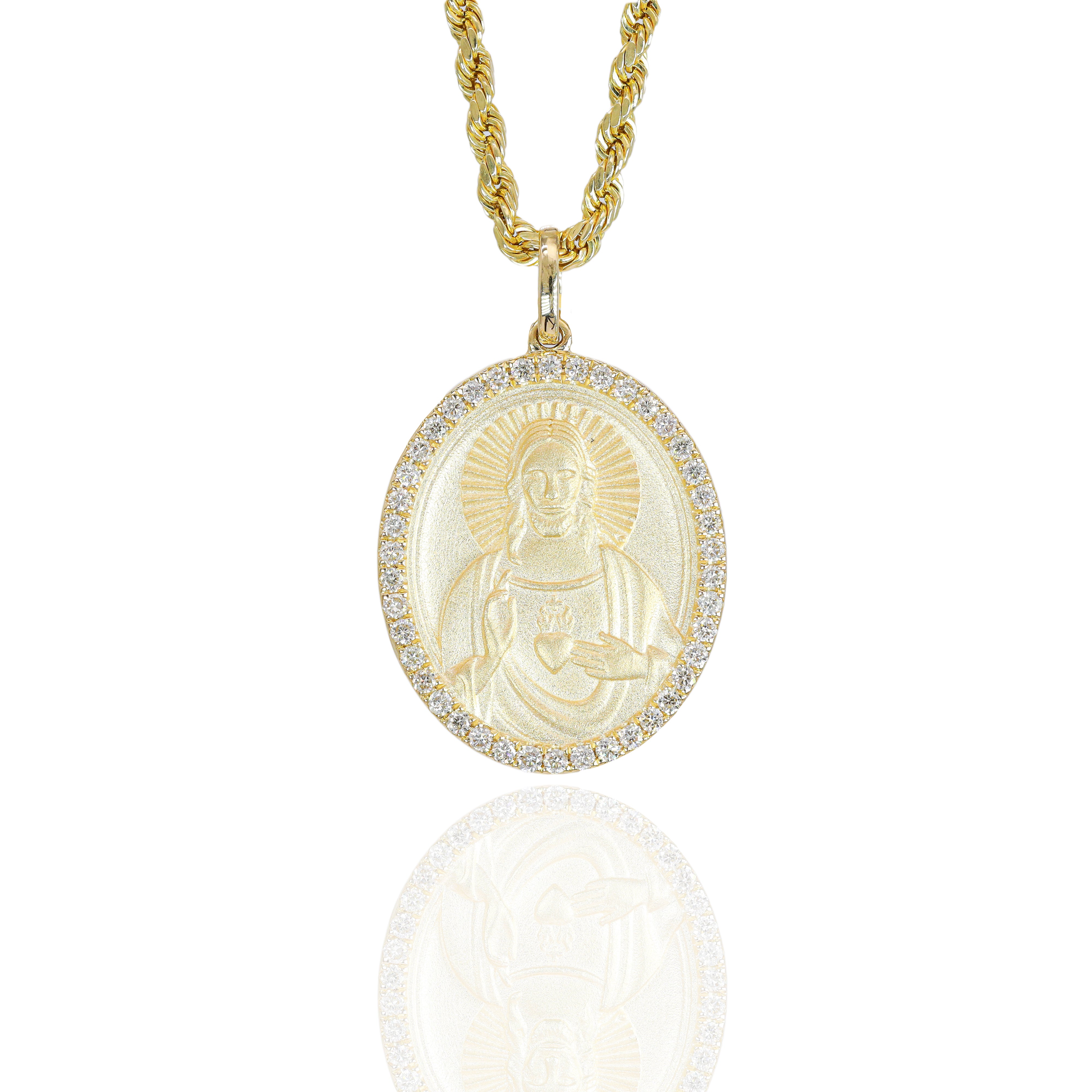 Jesus Diamond Border Pendant