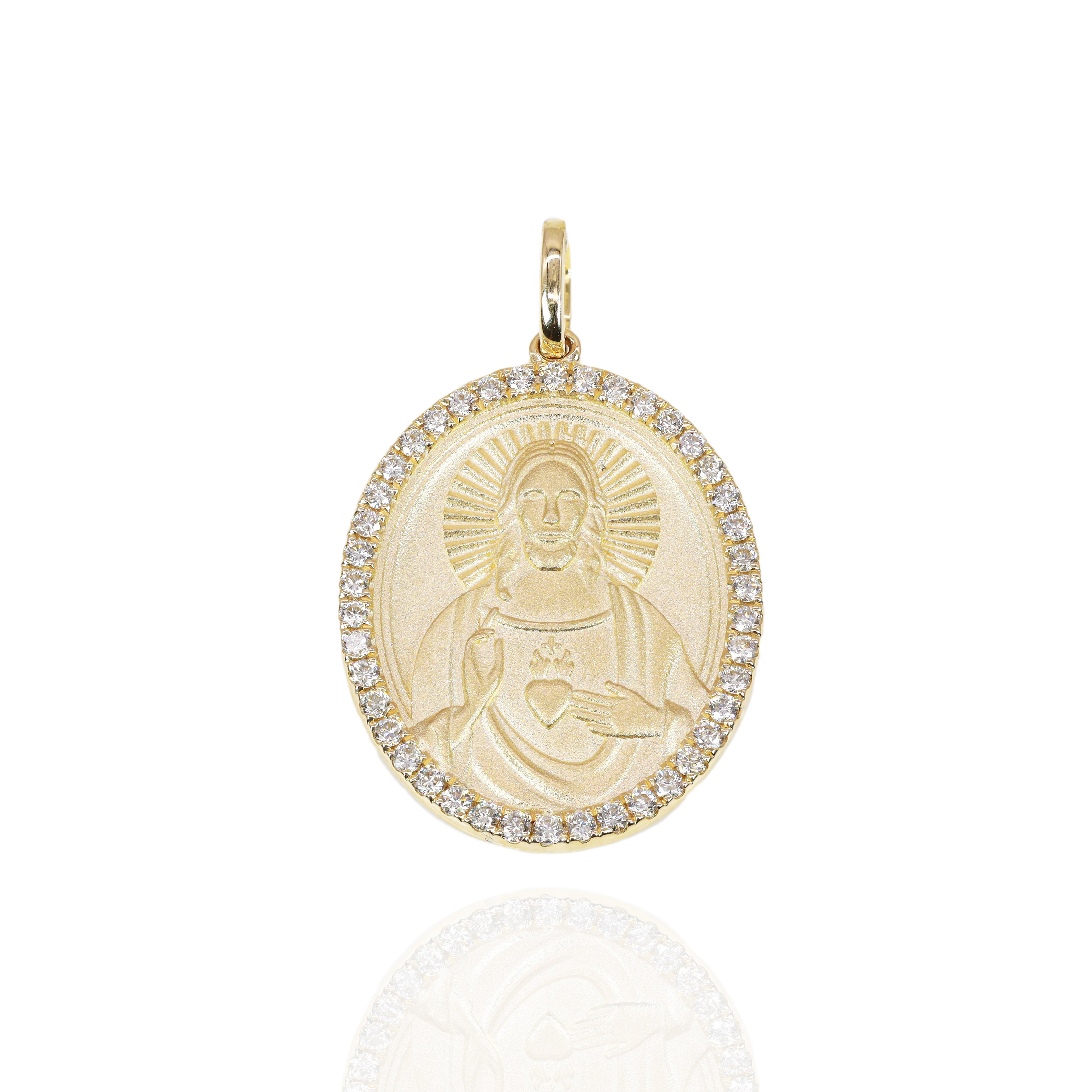 Jesus Diamond Border Pendant