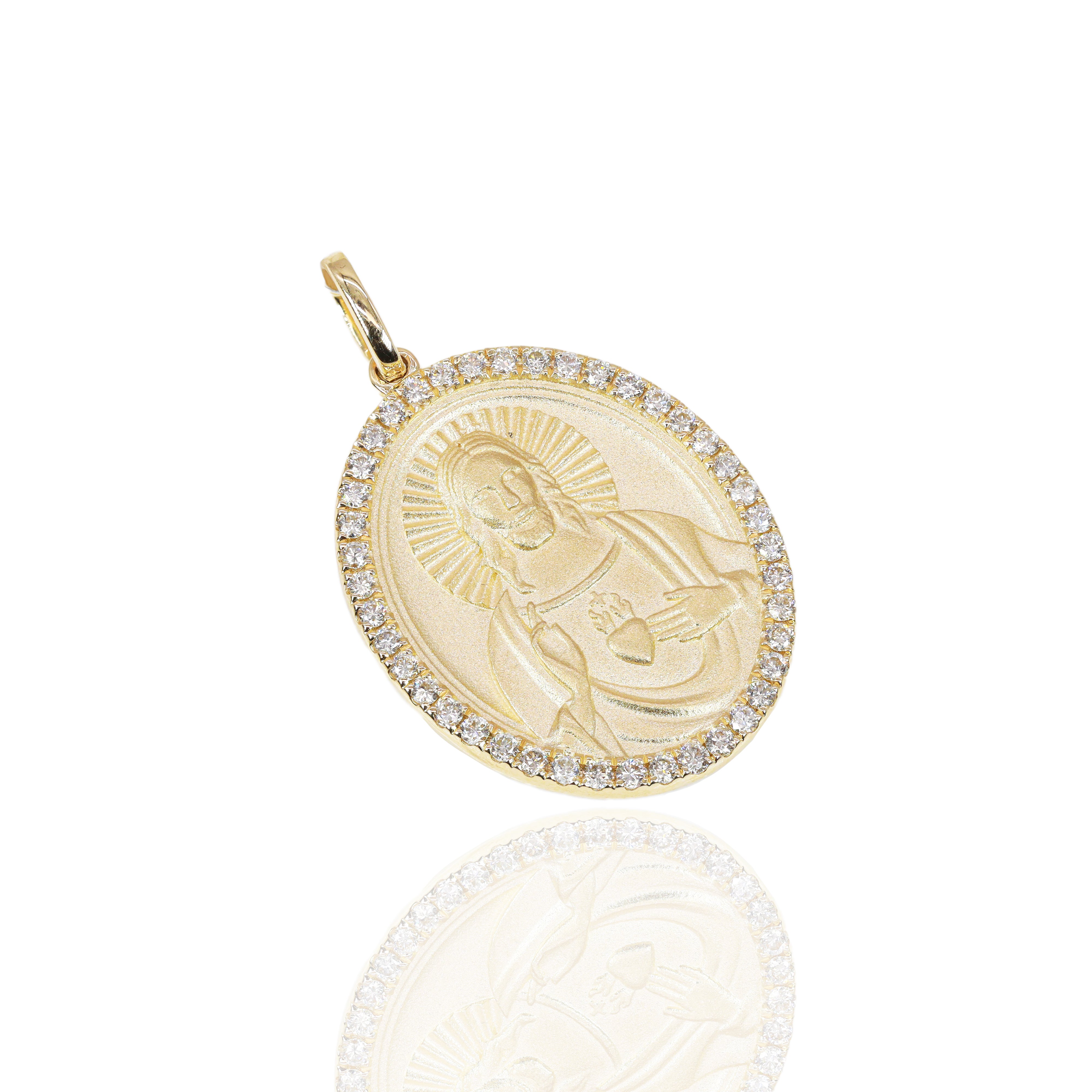 Jesus Diamond Border Pendant