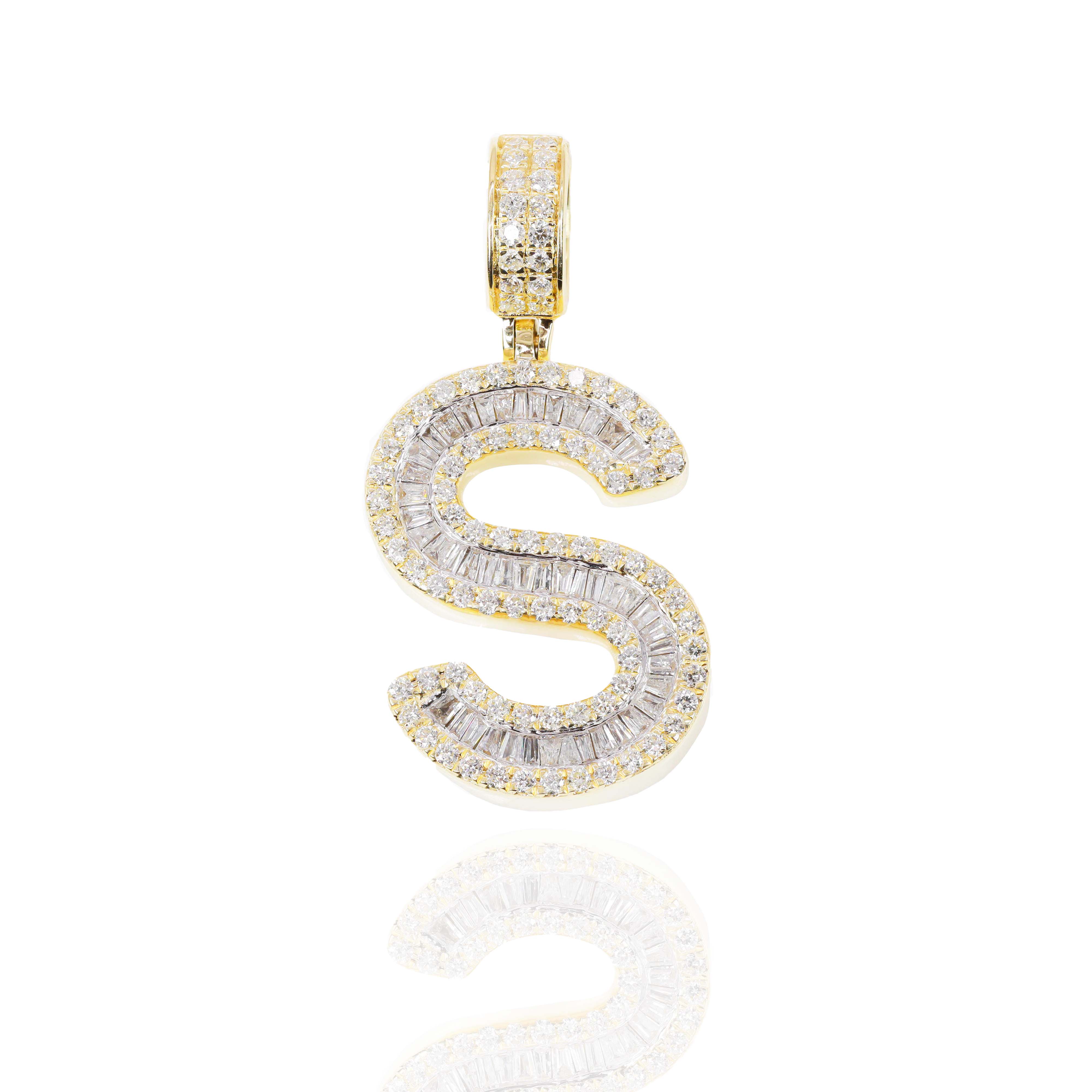 Letter S Baguette Diamond Pendant
