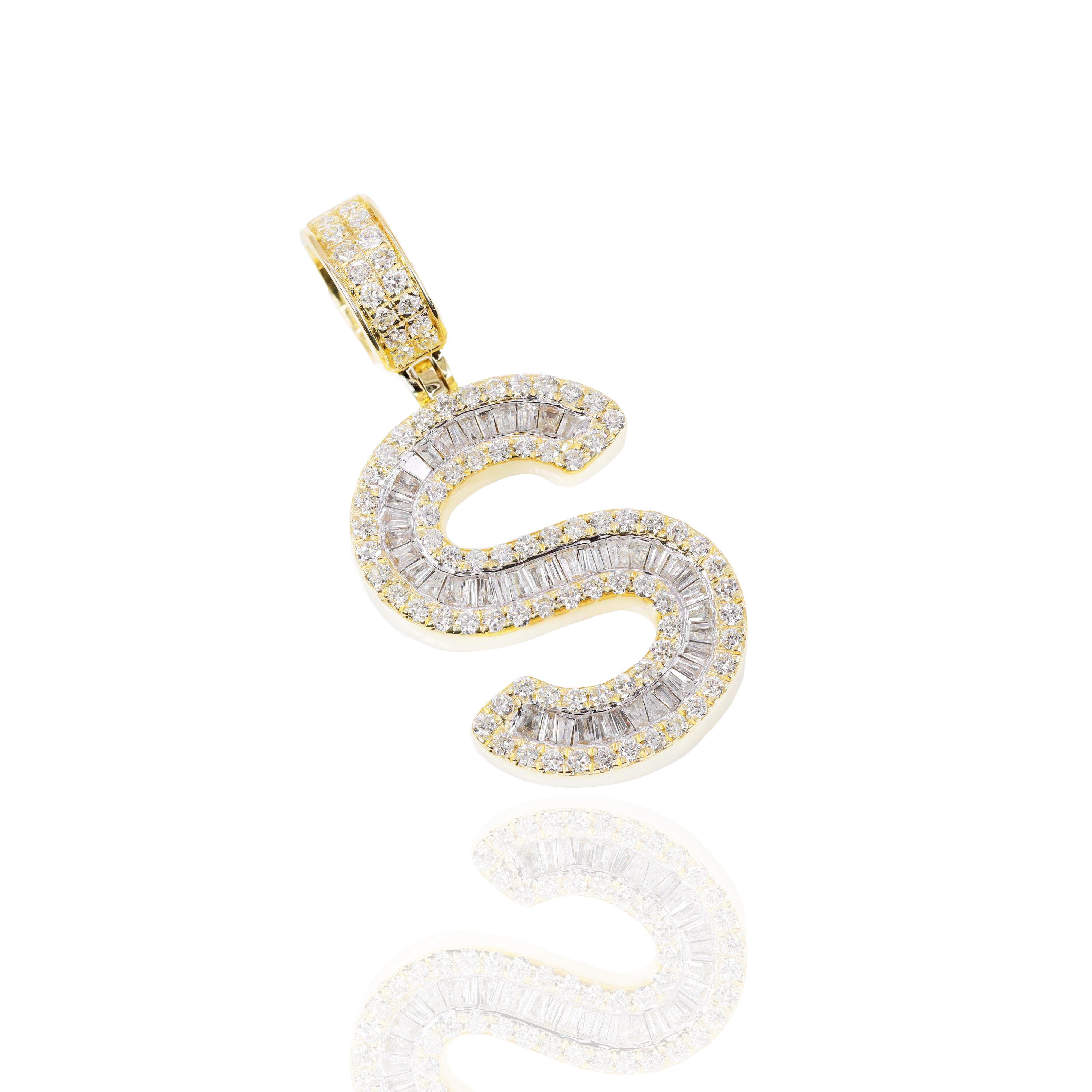 Letter S Baguette Diamond Pendant