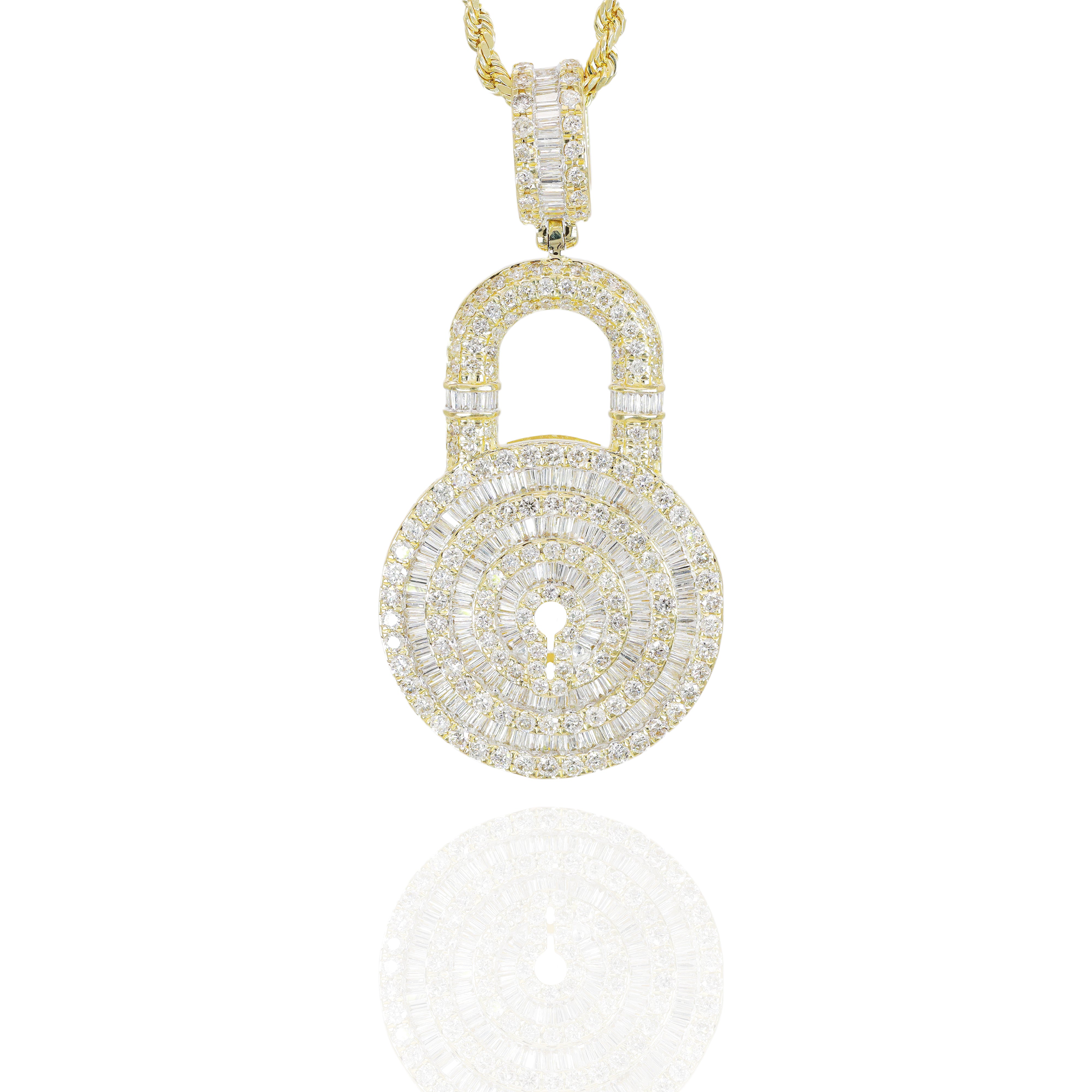 Baguette Diamond Lock Pendant