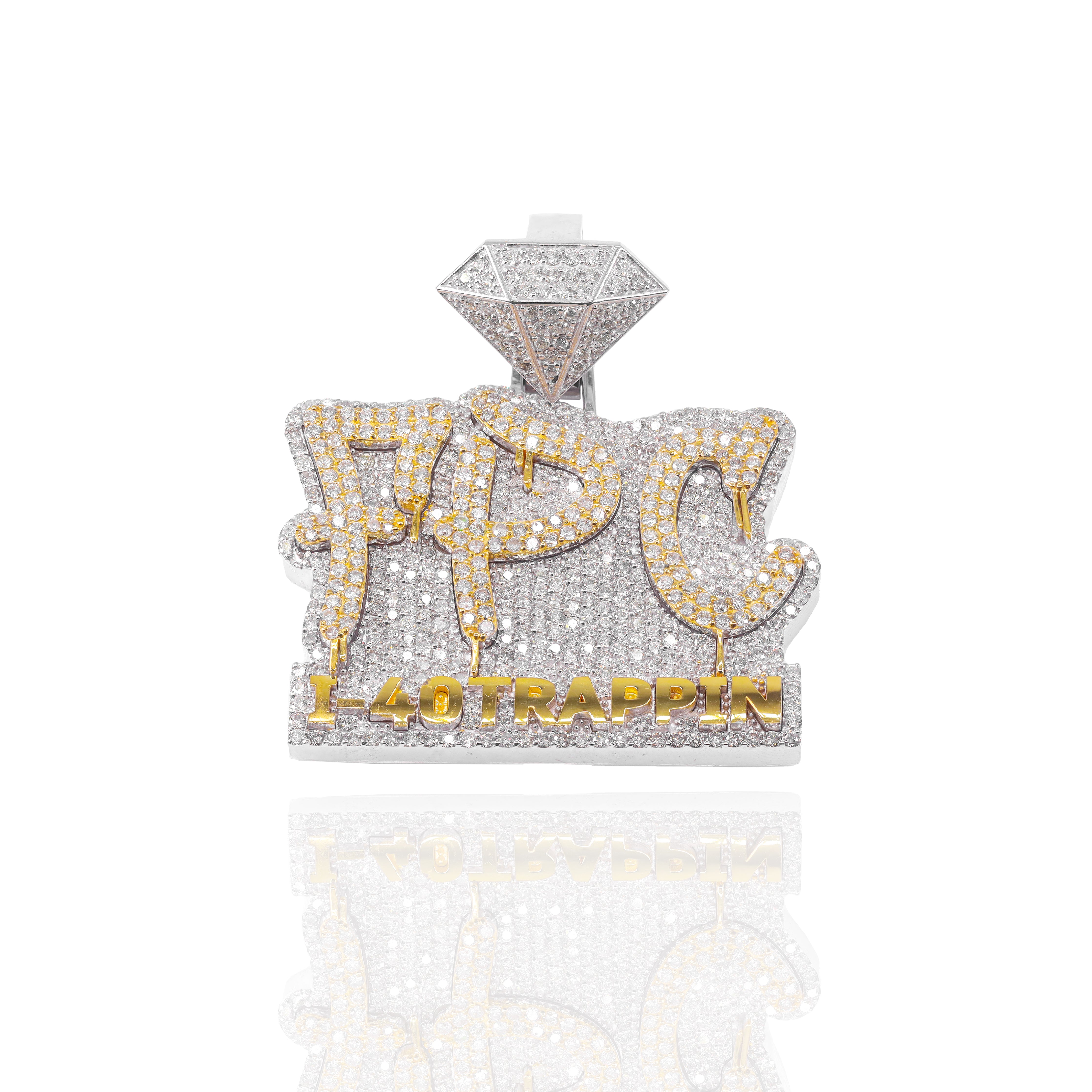 Custom Design Deposit - Two-Tone Letter Diamond Pendant with Solid Gold Letters