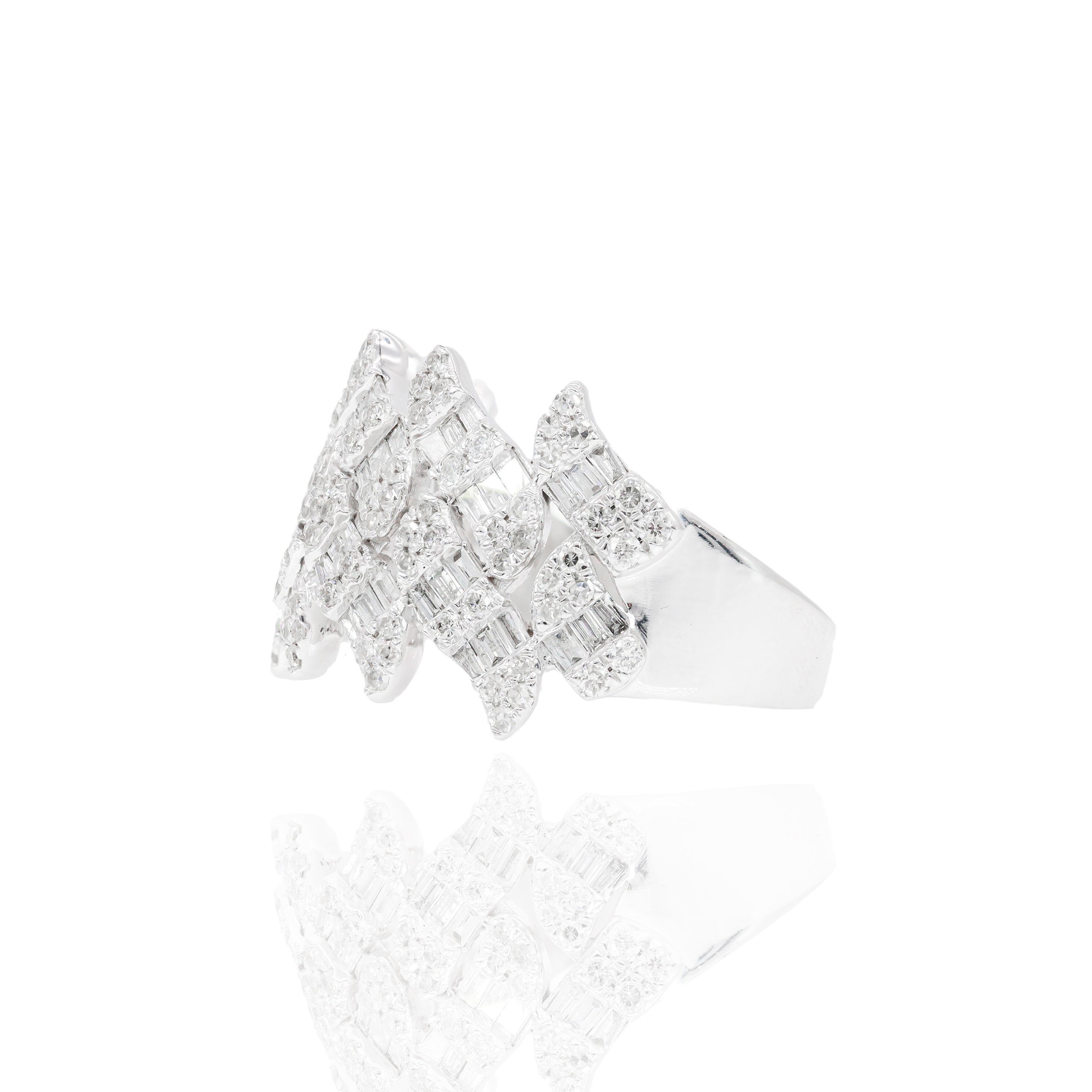 Jagged Cuban Baguette Diamond Ring