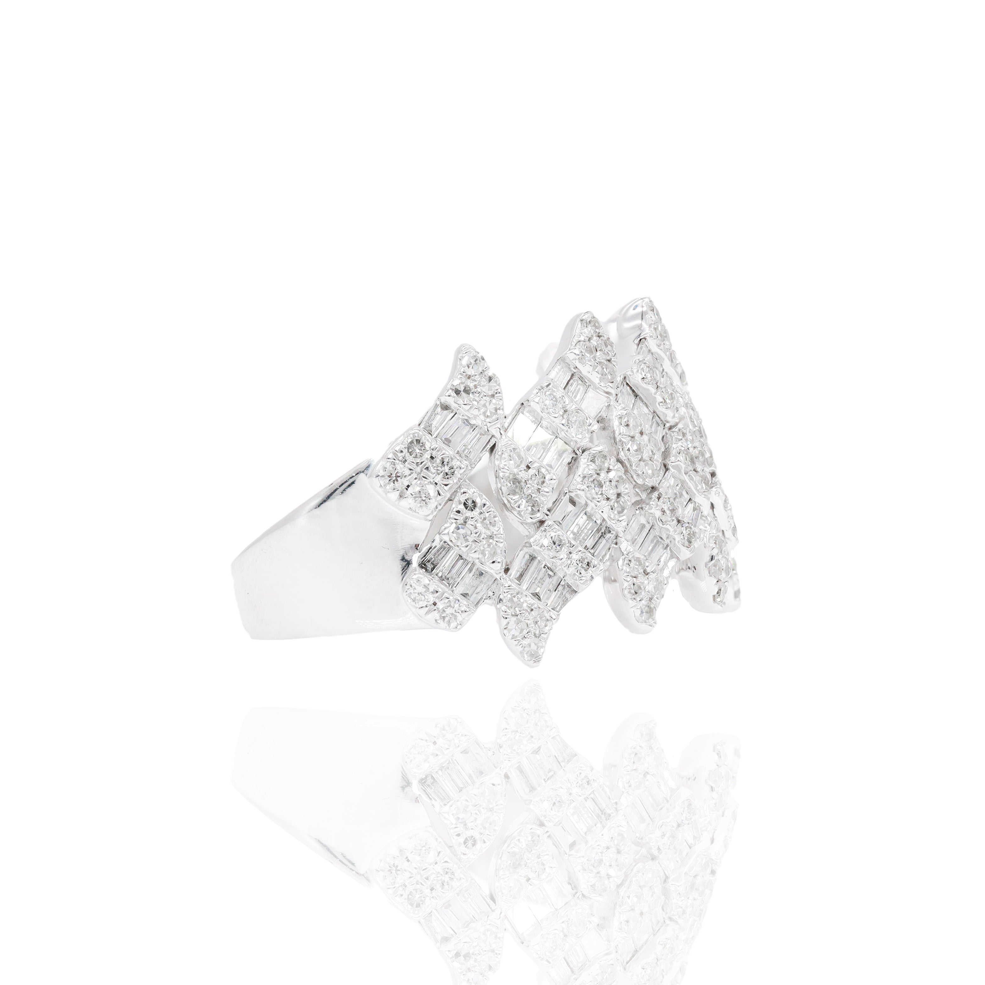 Jagged Cuban Baguette Diamond Ring