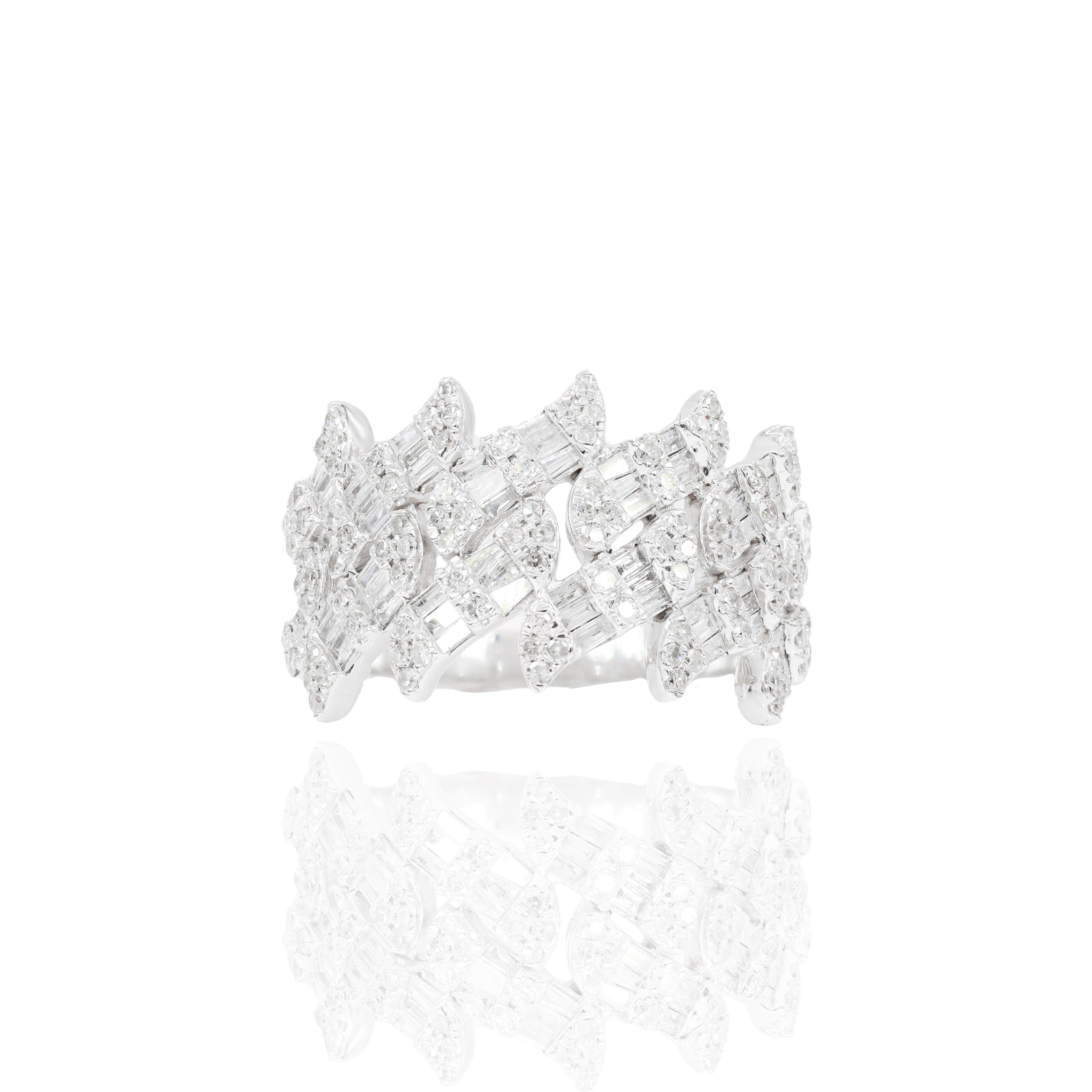 Jagged Cuban Baguette Diamond Ring
