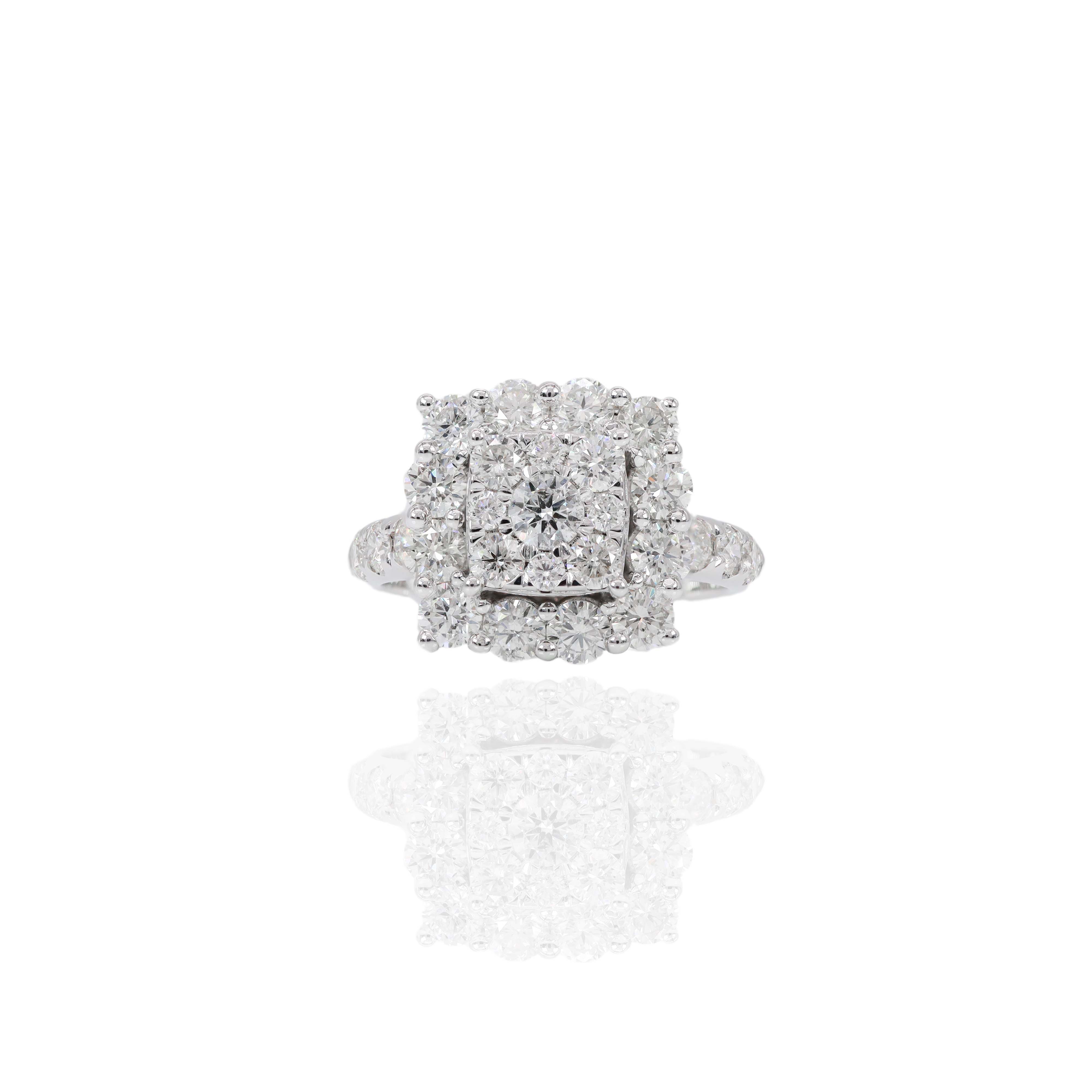 Round Diamond with Large Pointer Halo & Hidden Halo Diamond Engagement Ring