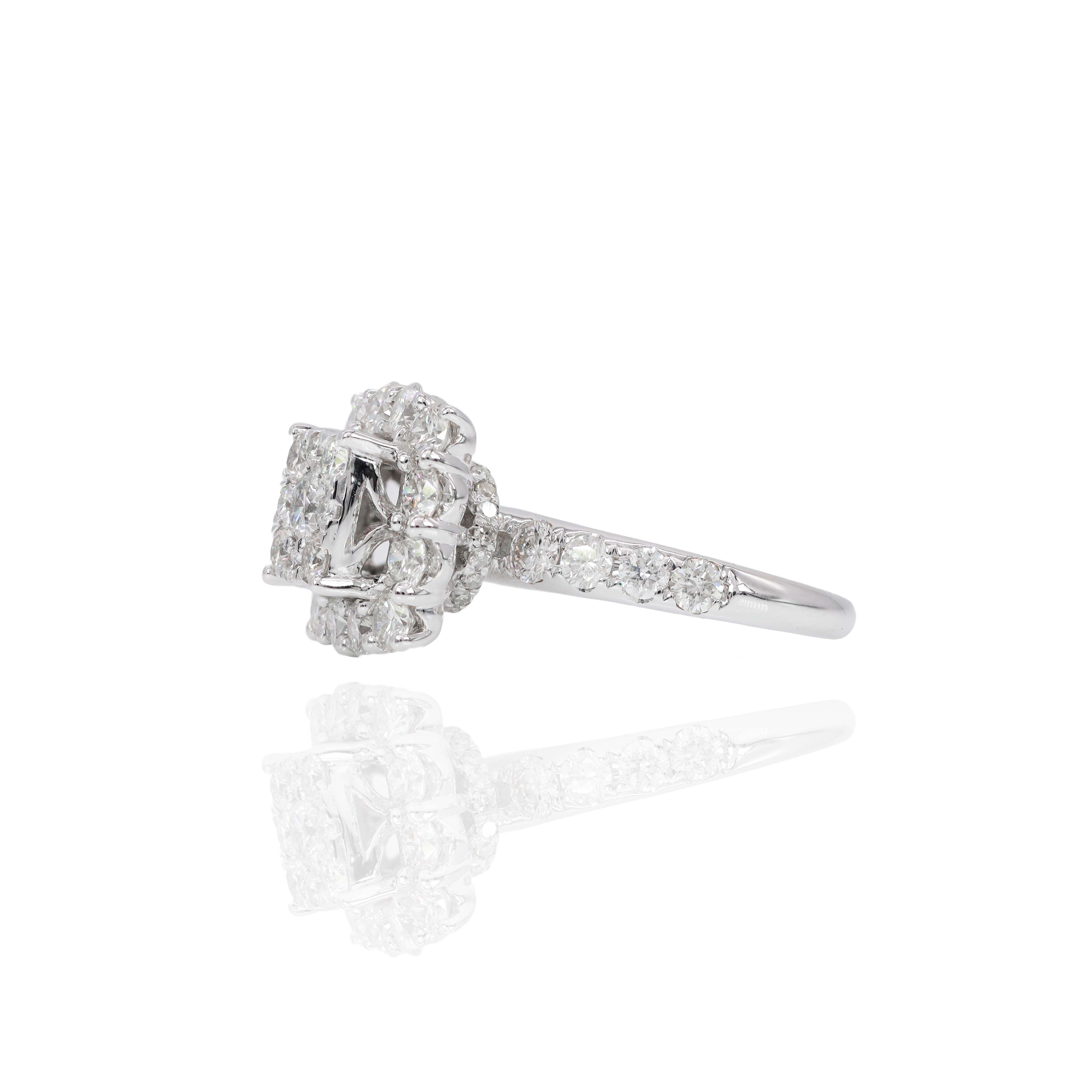 Round Diamond with Large Pointer Halo & Hidden Halo Diamond Engagement Ring