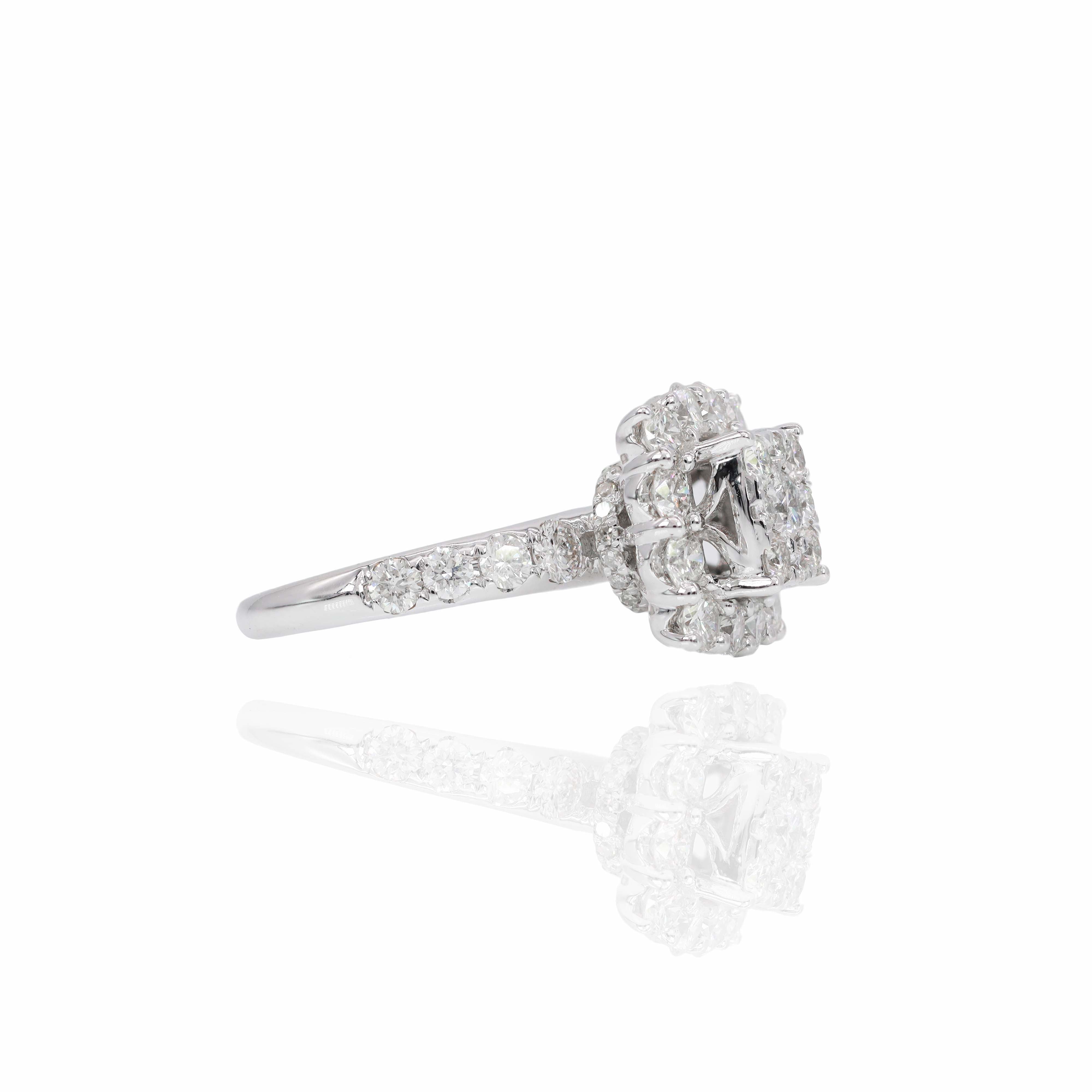 Round Diamond with Large Pointer Halo & Hidden Halo Diamond Engagement Ring