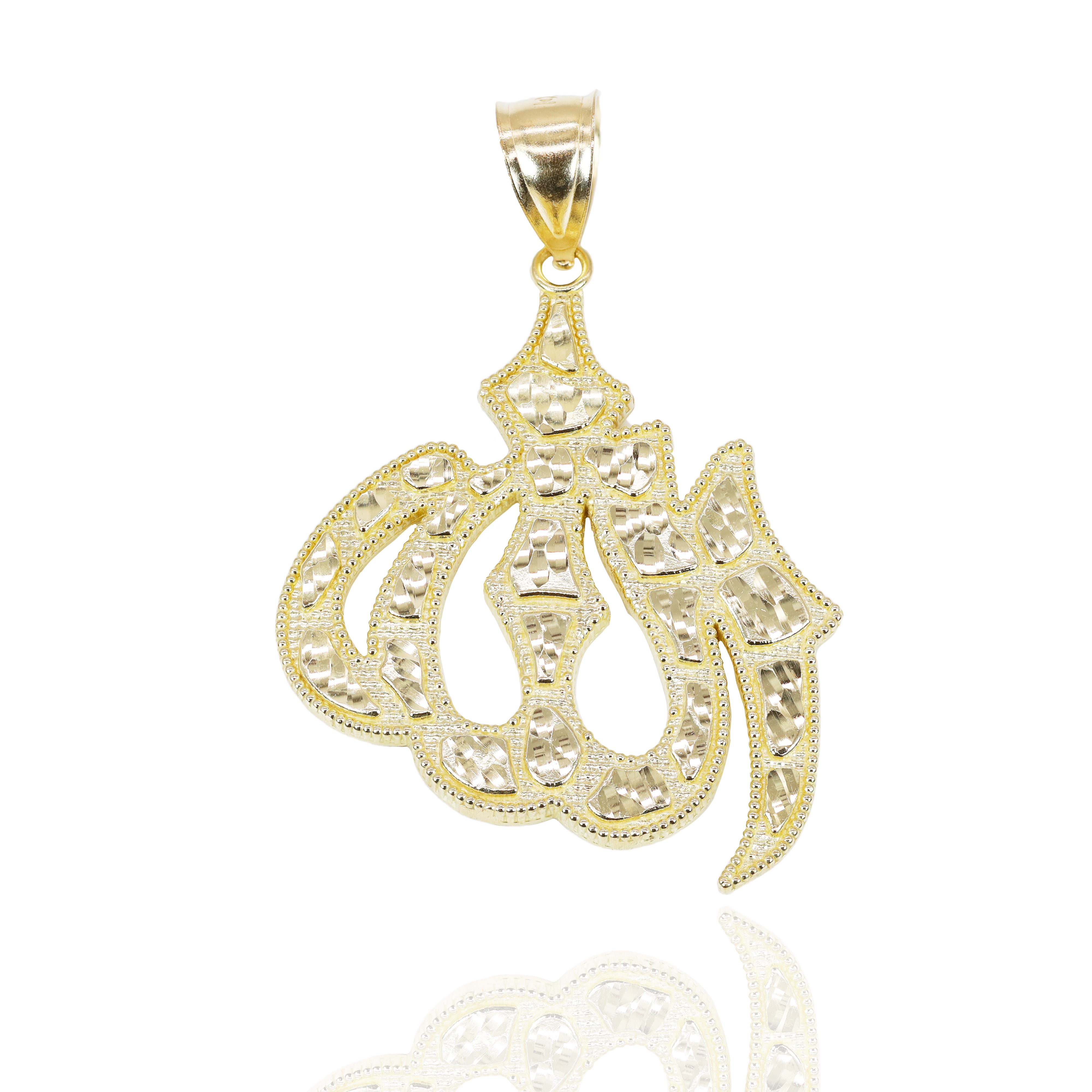 Allah Nugget Cut Gold Pendant