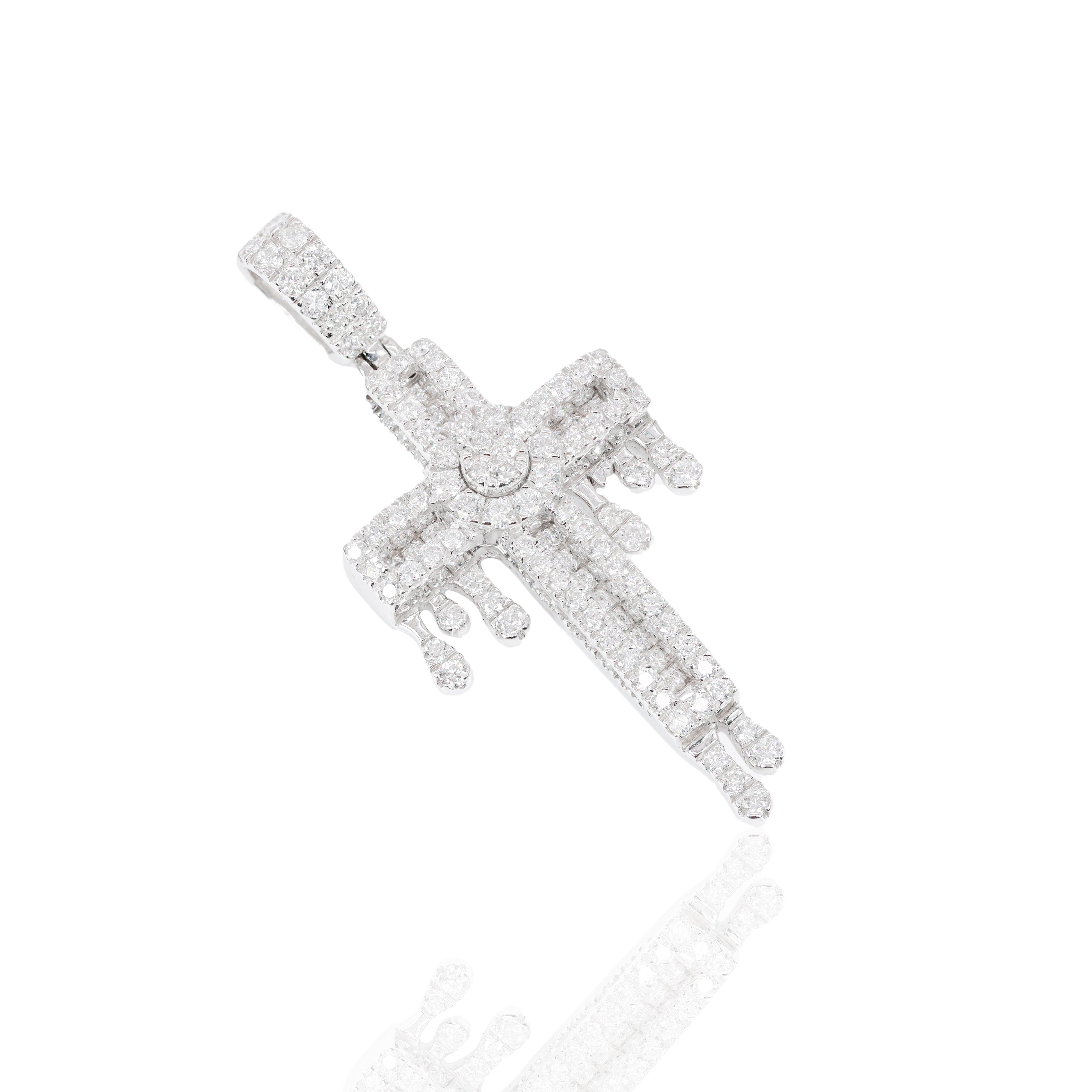 Diamond Drip Cross Pendant