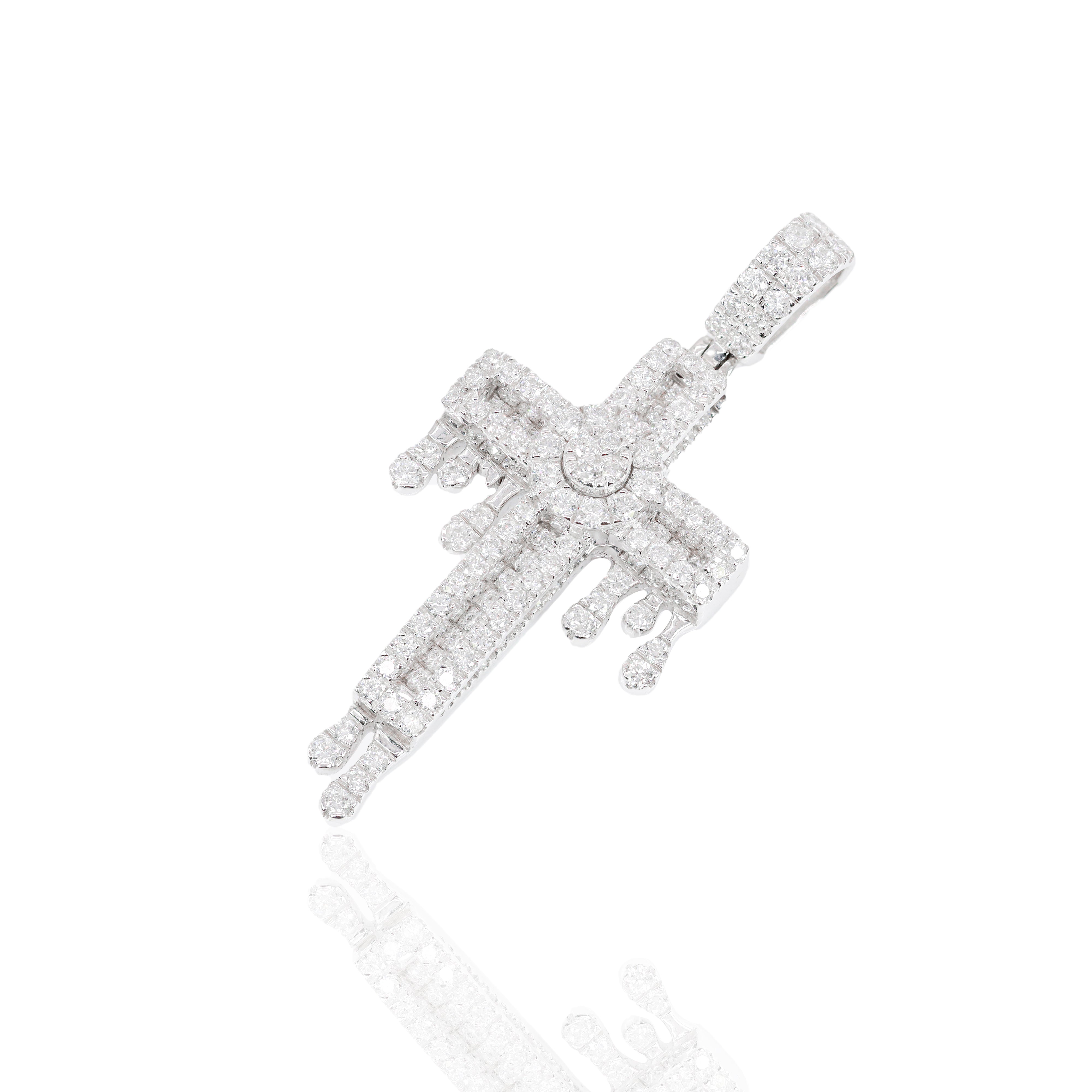 Diamond Drip Cross Pendant