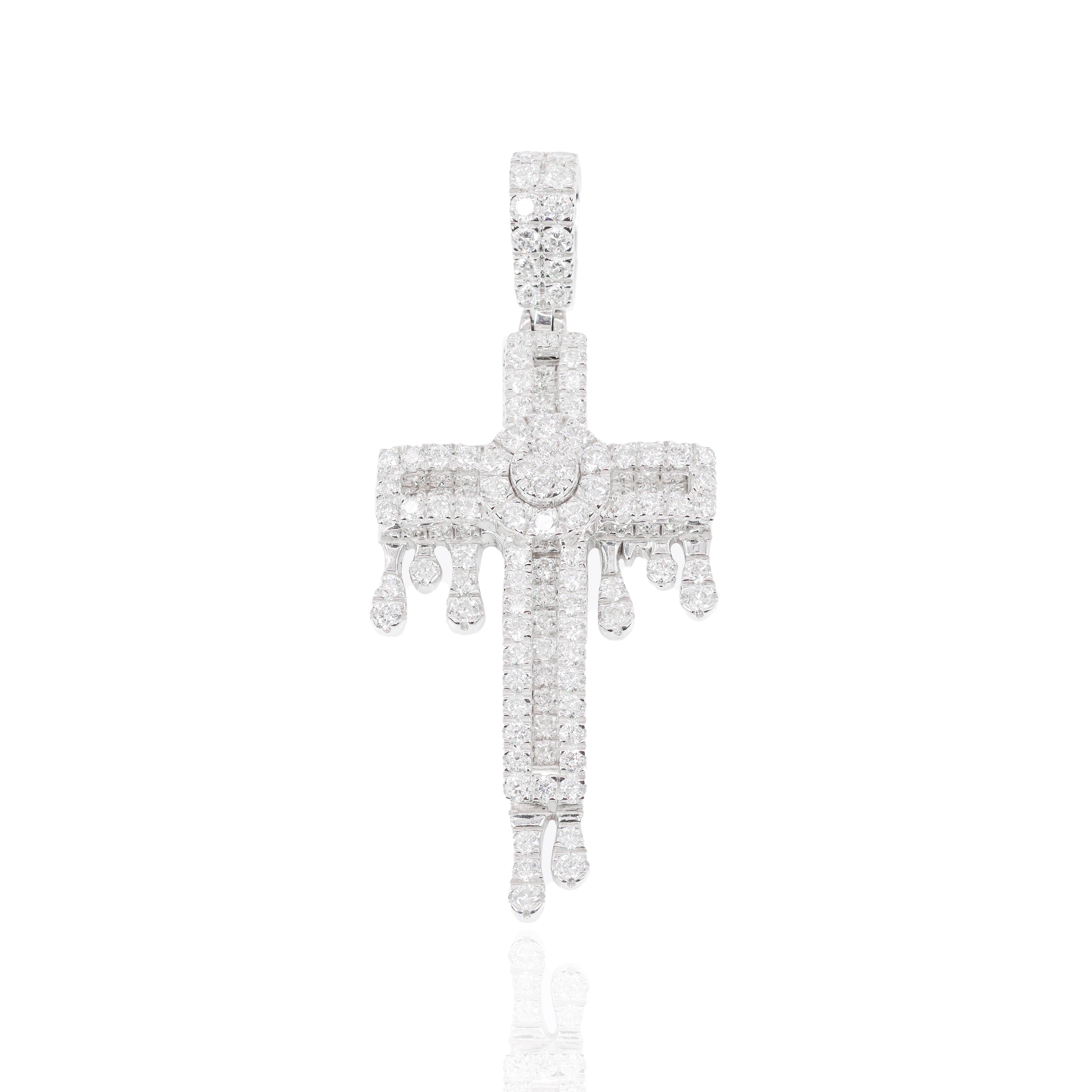 Diamond Drip Cross Pendant