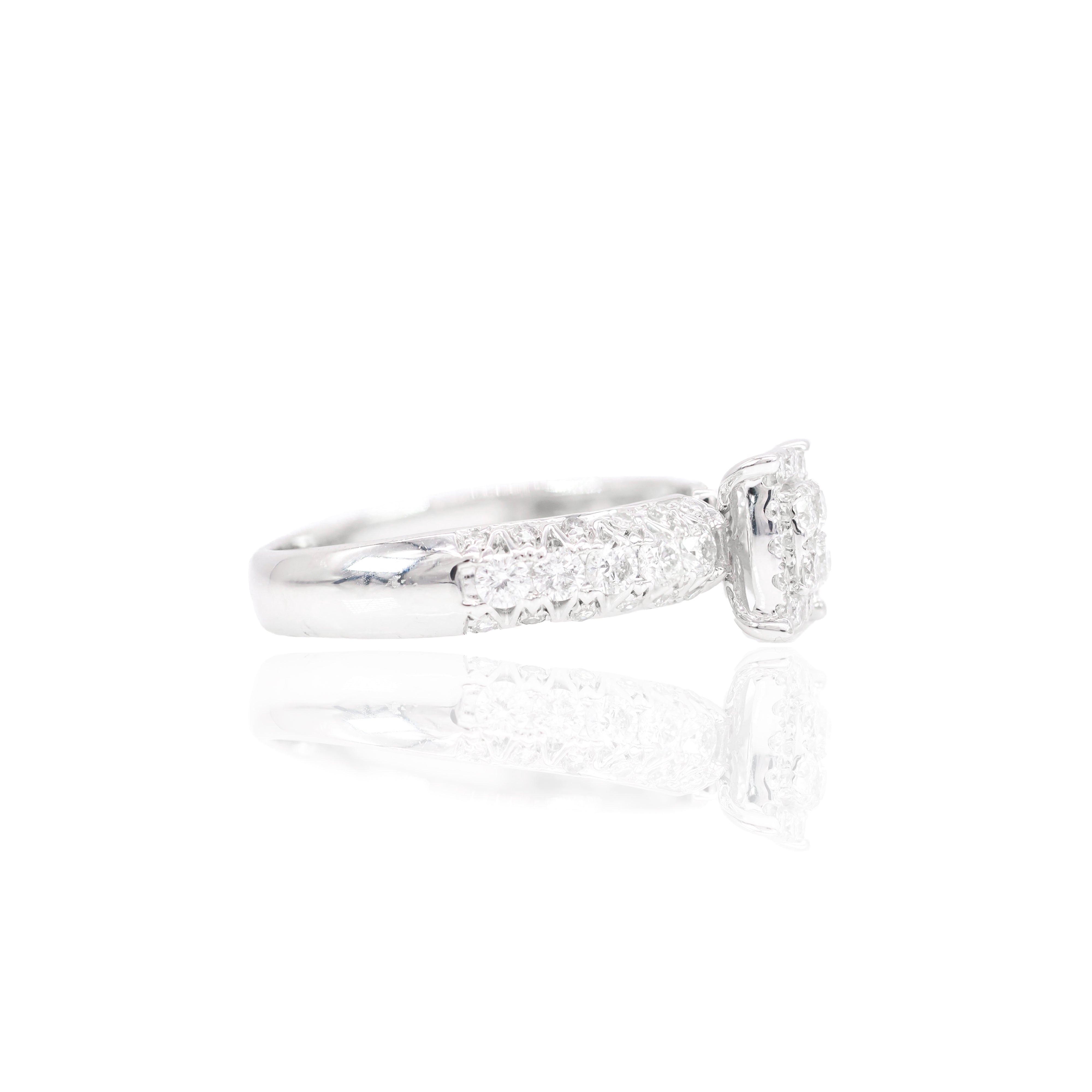 Round Diamond with Halo Engagement Ring with Band & Men's Band (TRIO-SET)