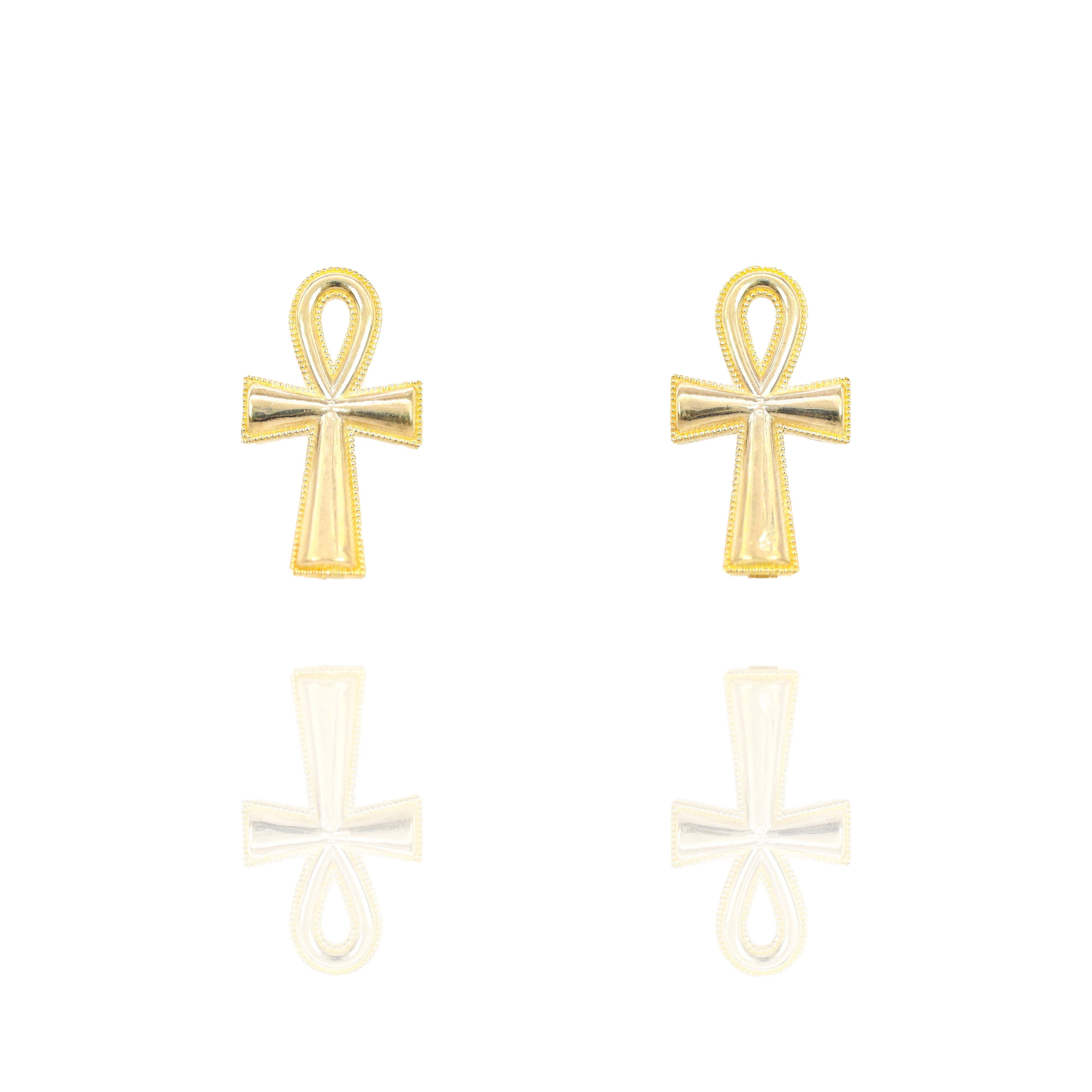 Ankh Solid Gold Earrings