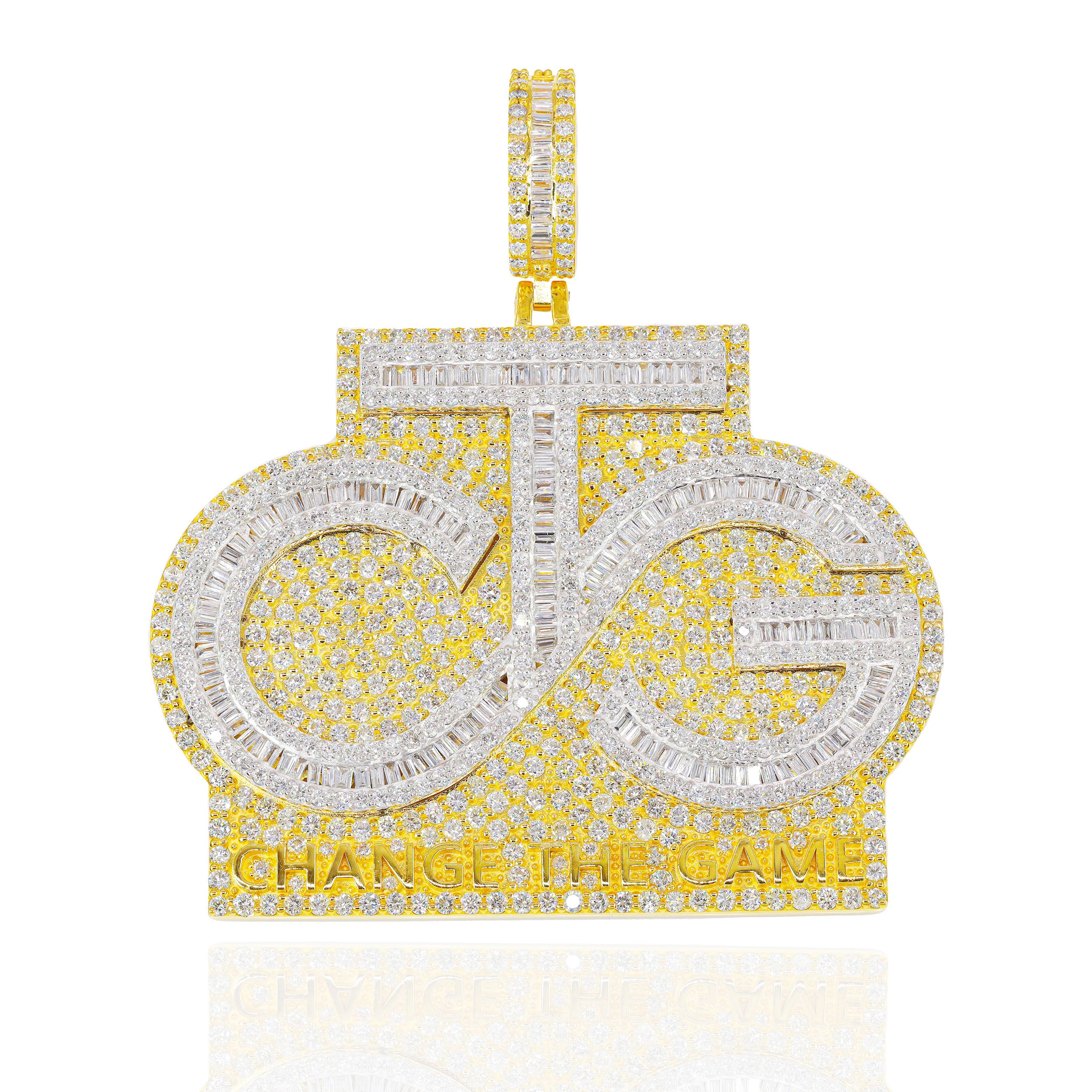 Custom Design Deposit - Two-Tone Baguette & Round Diamond Logo Pendant