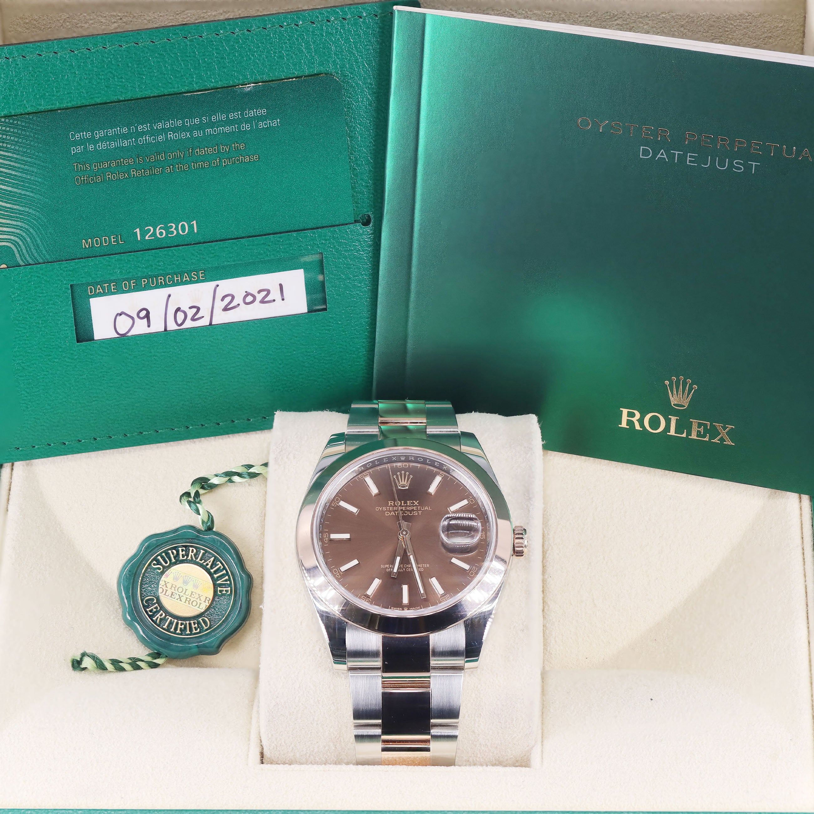 Rolex 126301 Datejust 41mm Two Tone Chocolate Index Dial