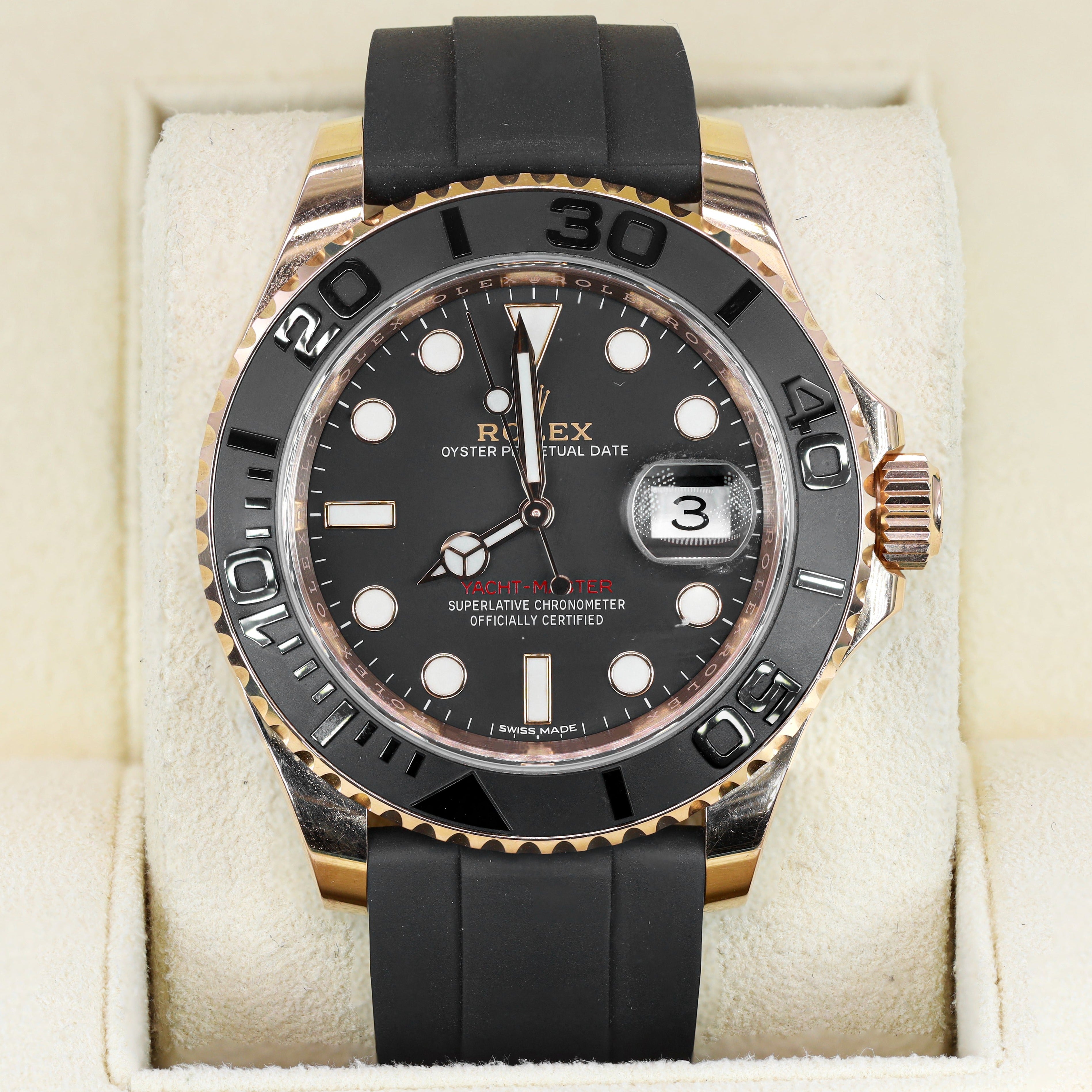 Rolex 116655 Yacht-Master 18k Everose Gold 40mm Oysterflex Black Dial
