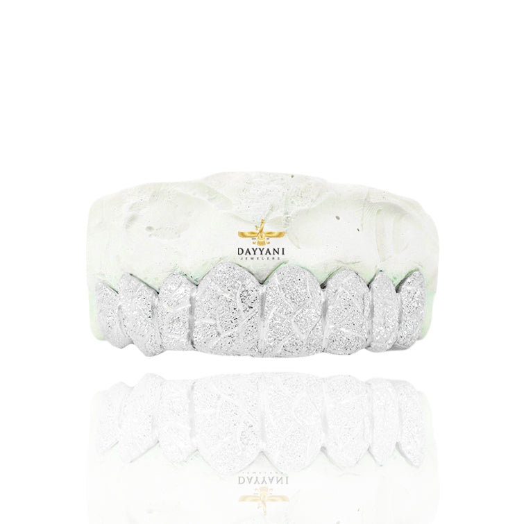 Custom Diamond Dust Nugget Design Gold Grillz