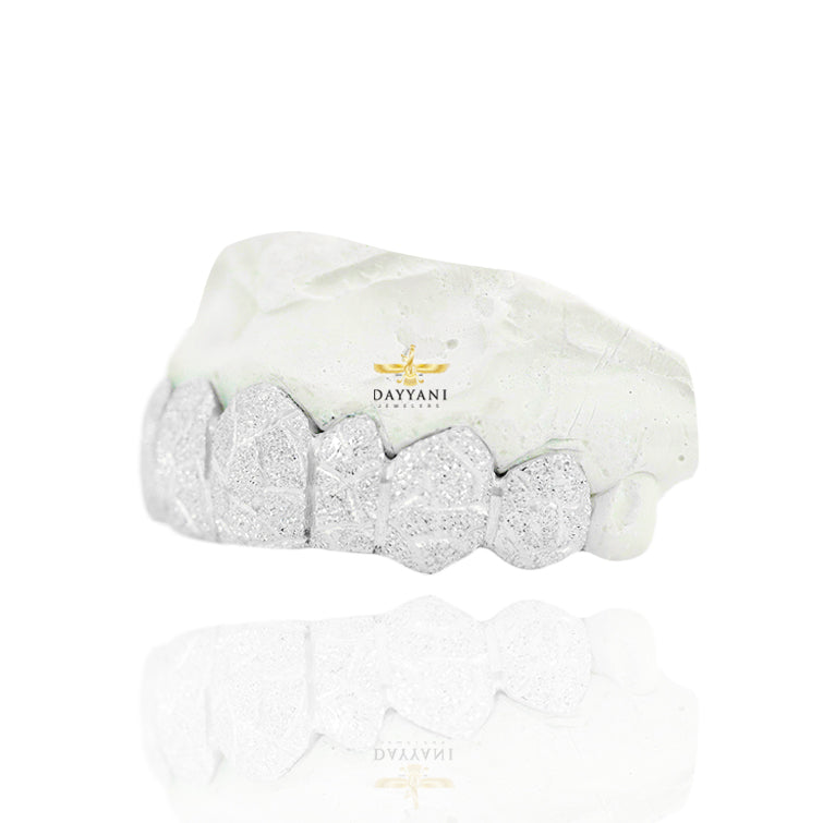 Custom Diamond Dust Nugget Design Gold Grillz