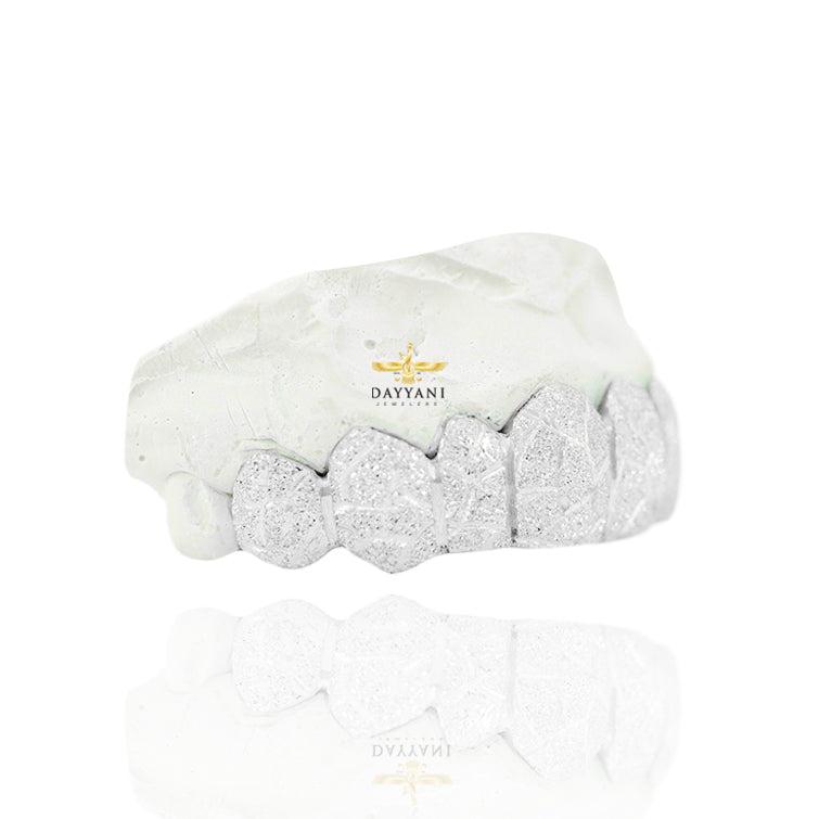 Custom Diamond Dust Nugget Design Gold Grillz