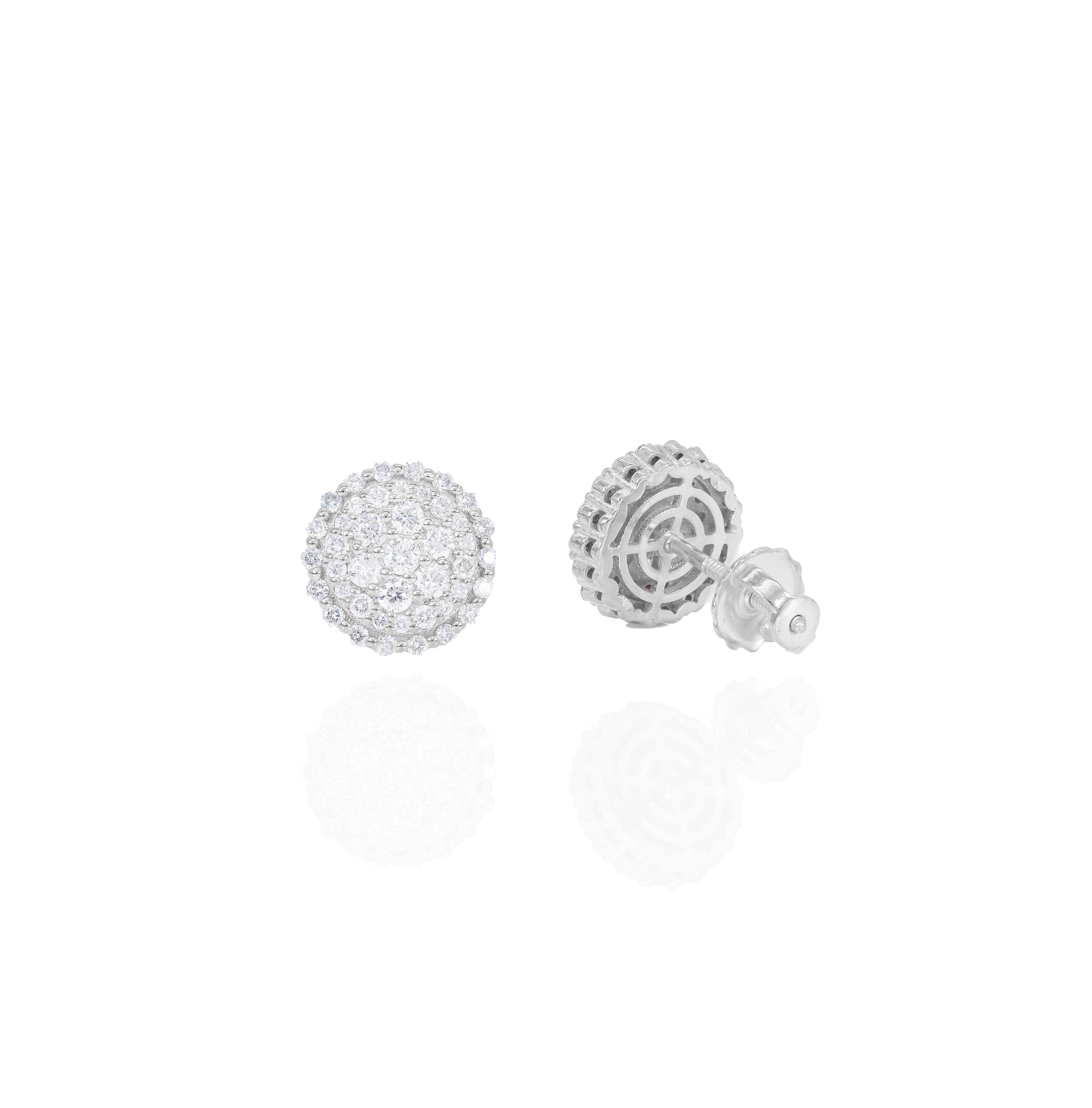 Round Edge Cluster Diamond Earrings