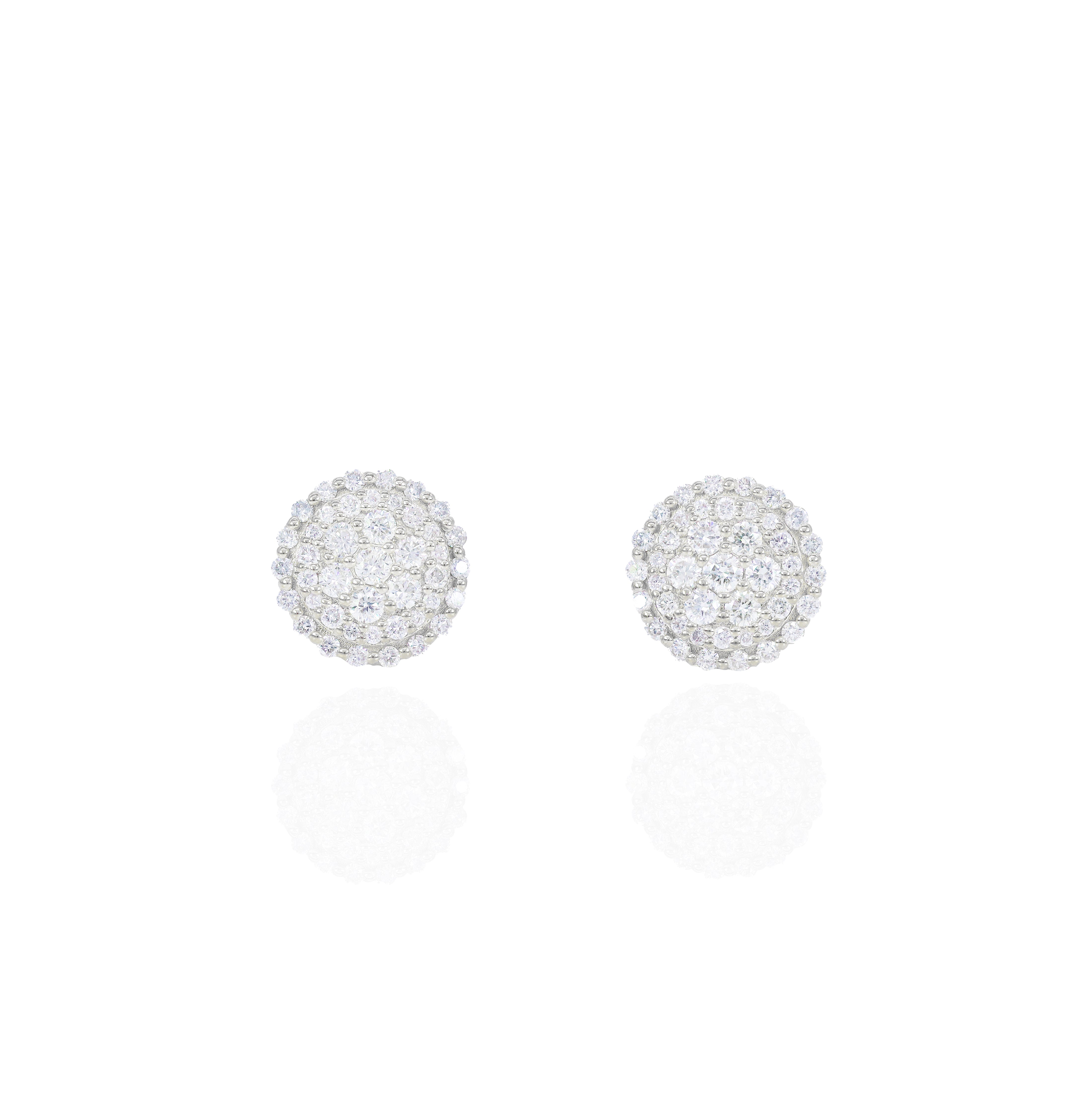 Round Edge Cluster Diamond Earrings