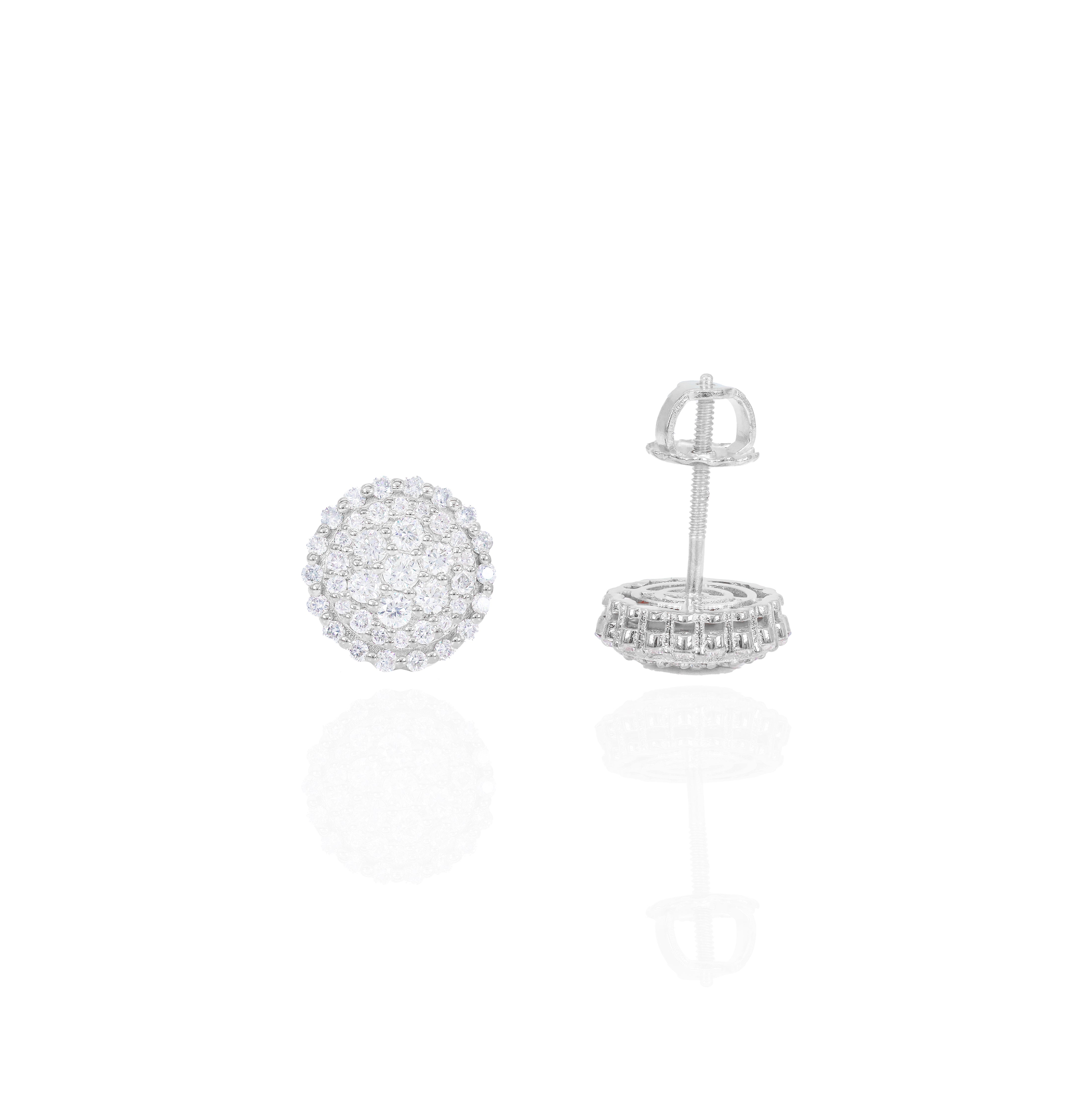 Round Edge Cluster Diamond Earrings