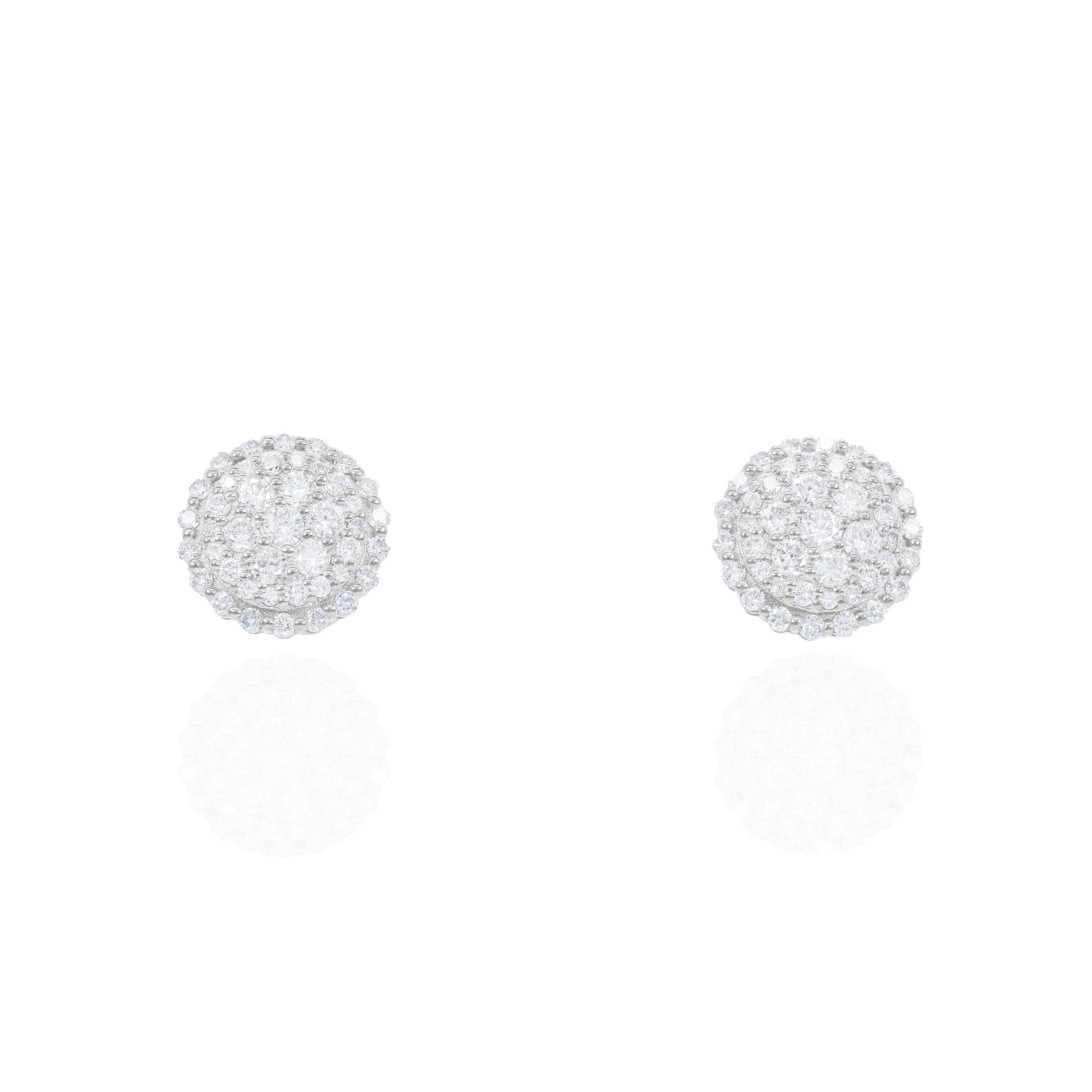 Round Edge Cluster Diamond Earrings