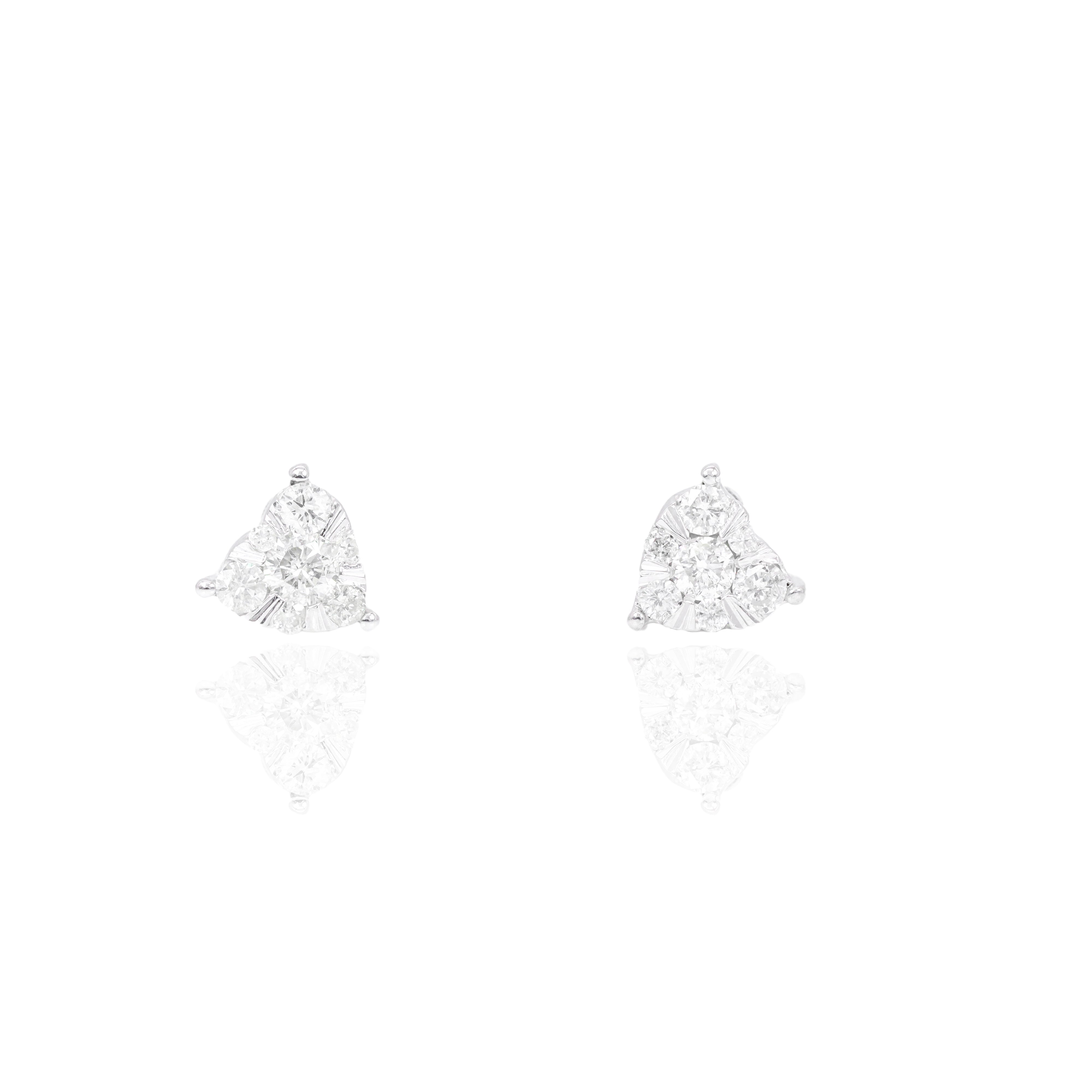 Solitaire Diamond Heart Earrings
