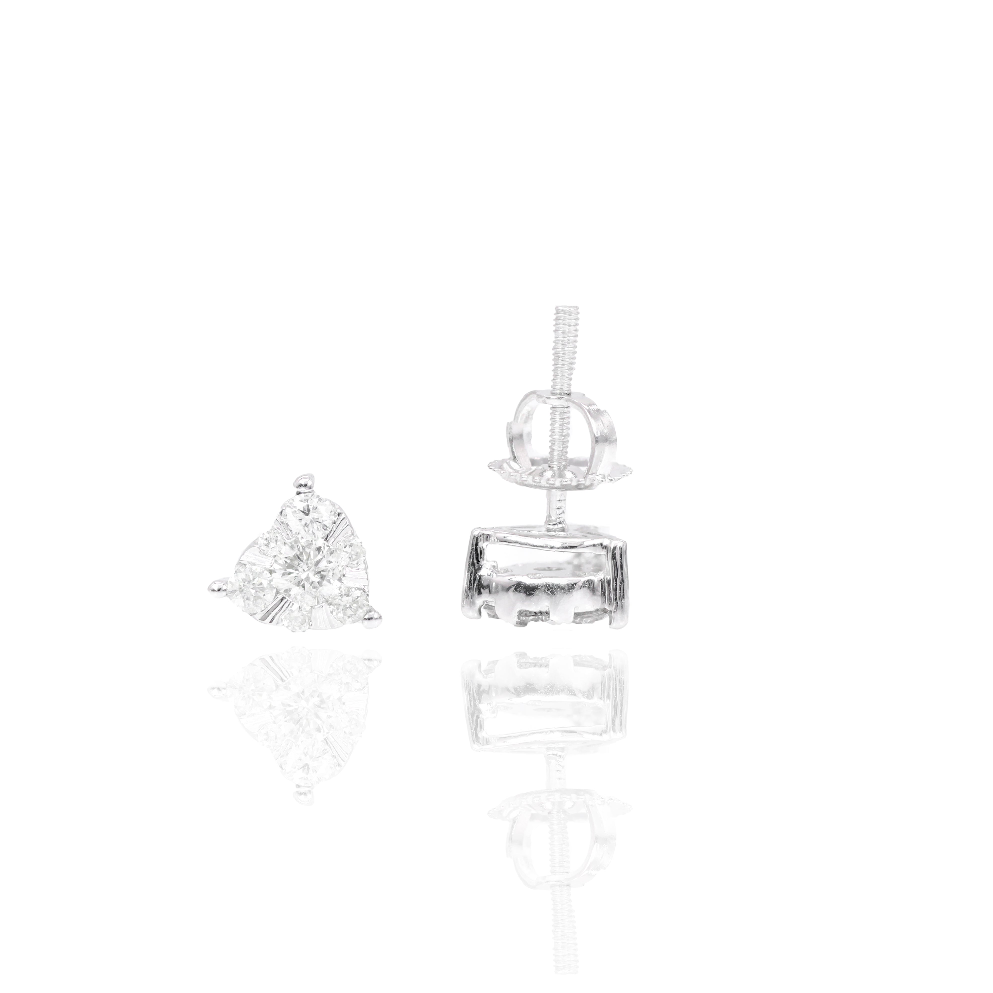 Solitaire Diamond Heart Earrings