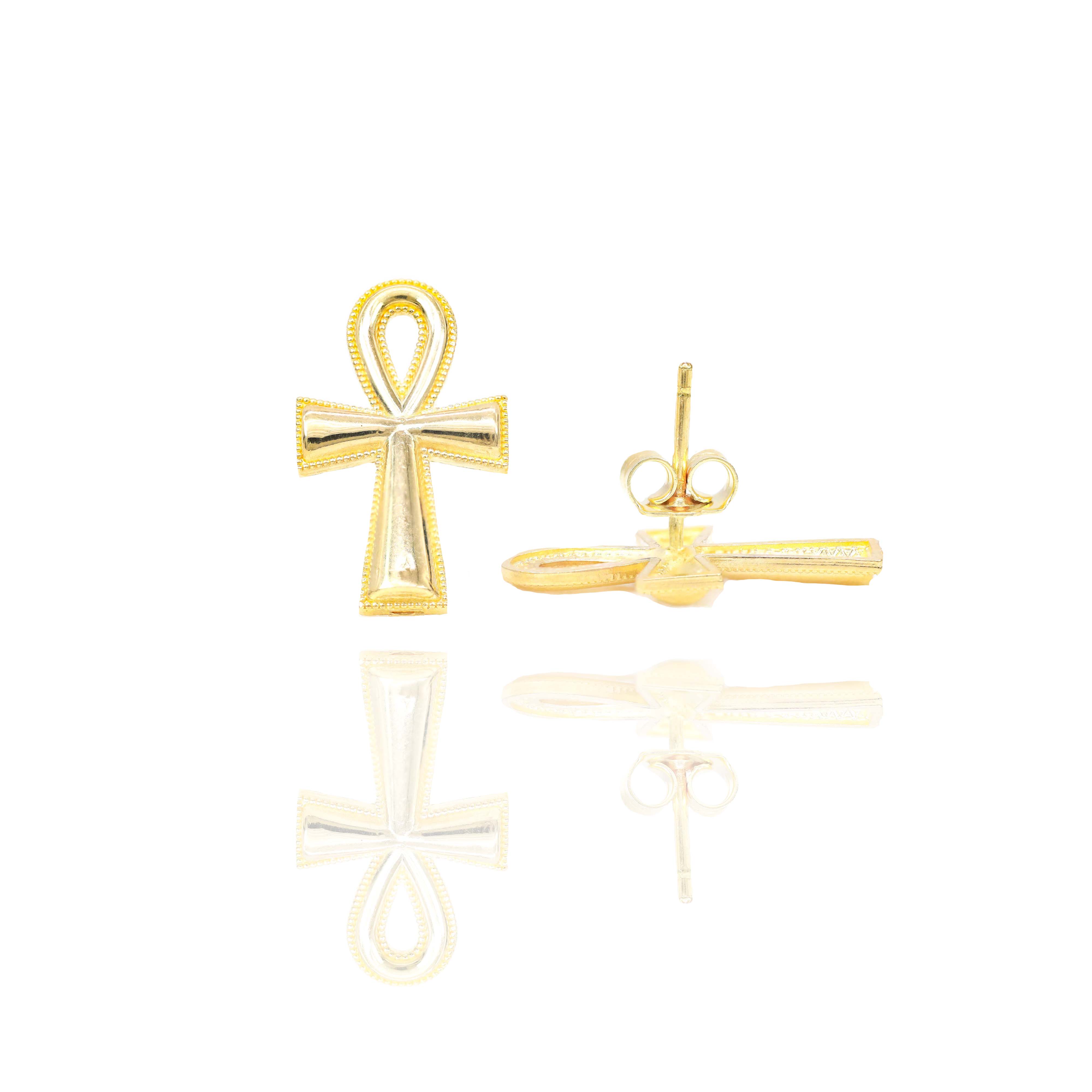 Ankh Solid Gold Earrings