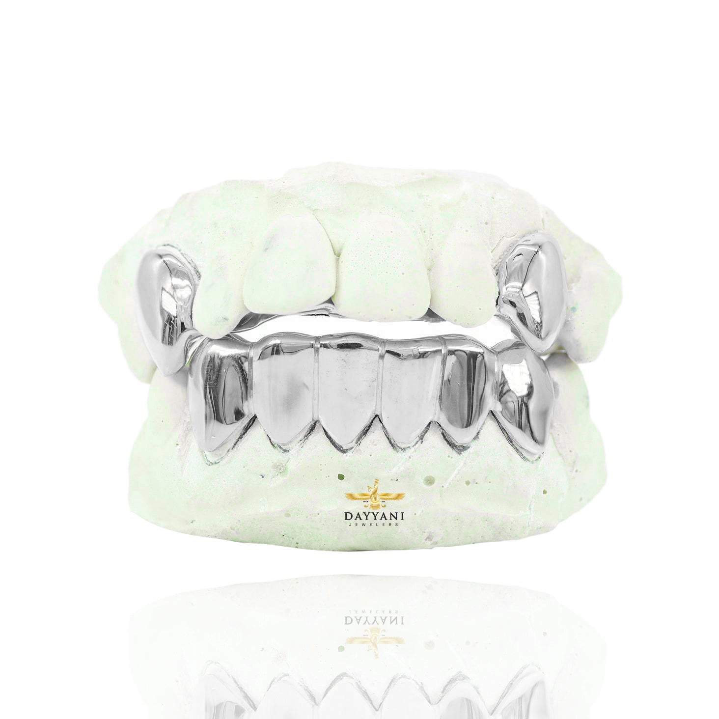 Custom 2 Teeth with Extended Fangs & 6 Bottom Gold Grillz