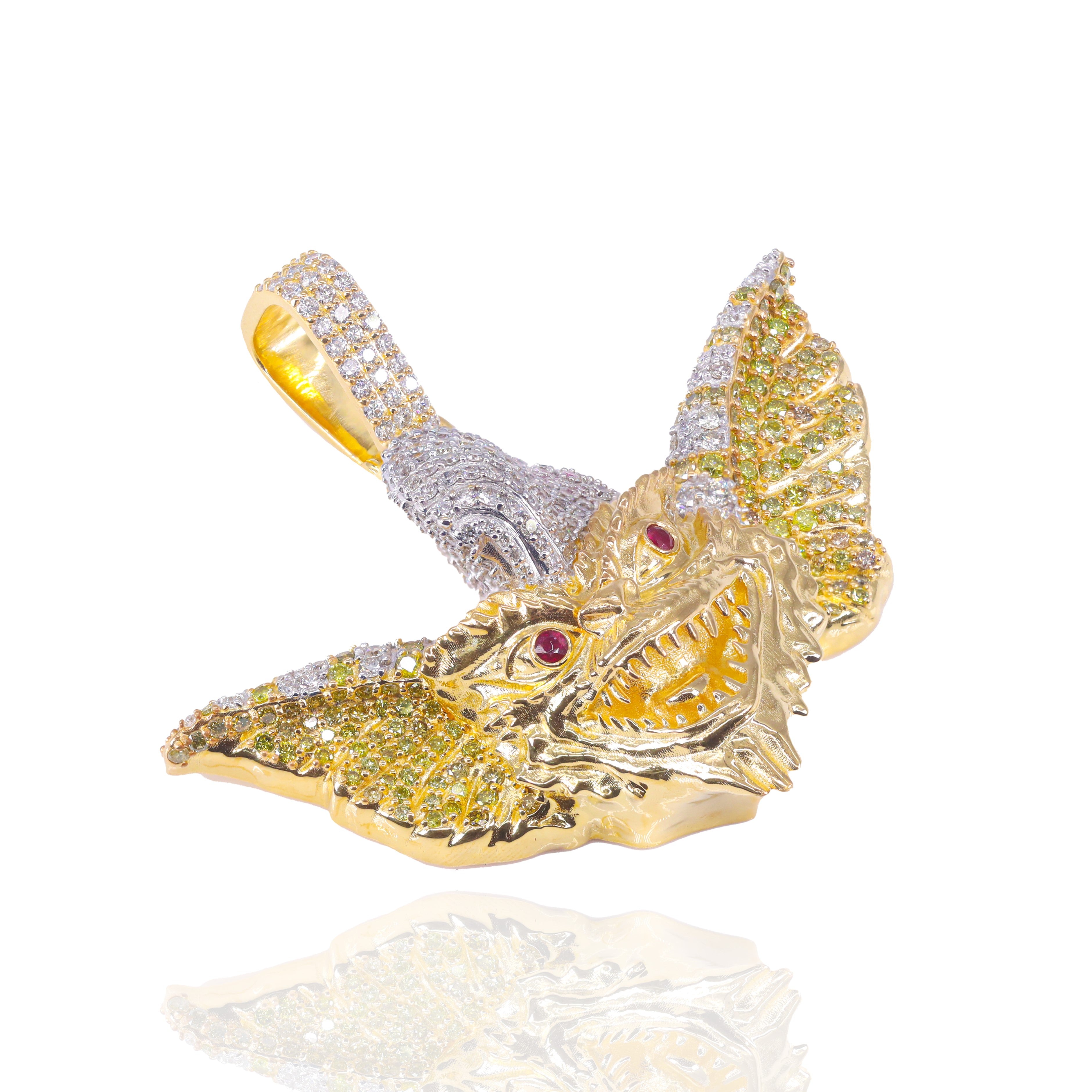 Custom Design Deposit - 3D Gremlin Colored Gemstone & Diamond Pendant