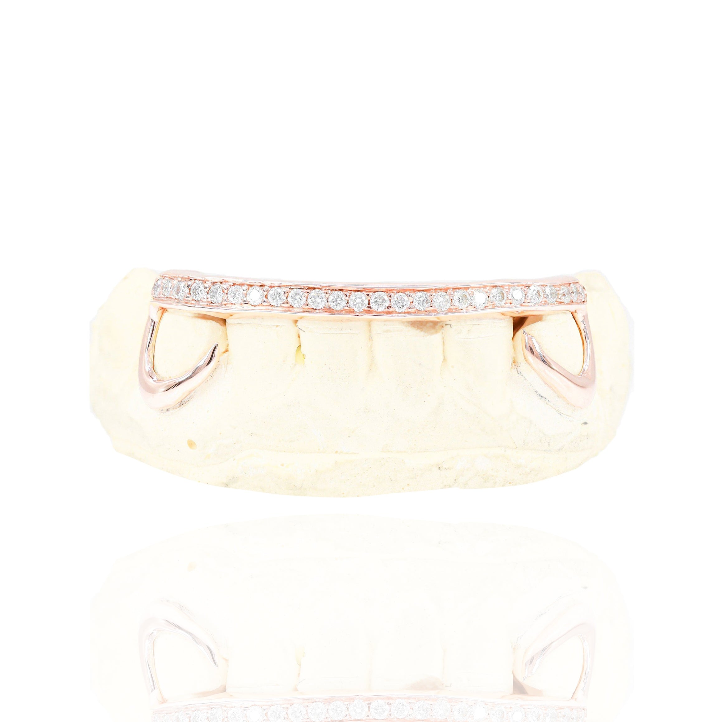 Custom Kim K. Style One Row Diamond Bar Gold Grillz