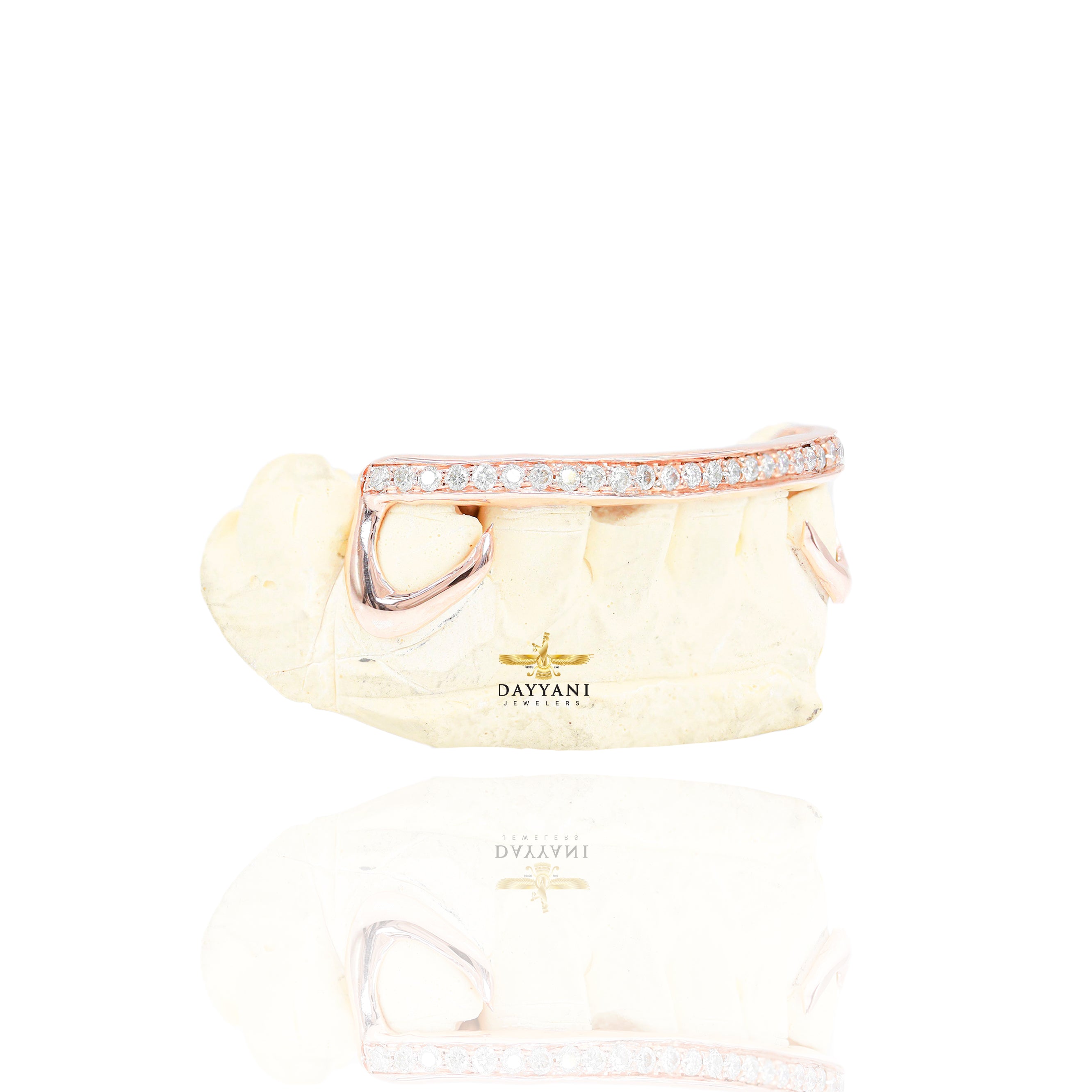 Custom Kim K. Style One Row Diamond Bar Gold Grillz
