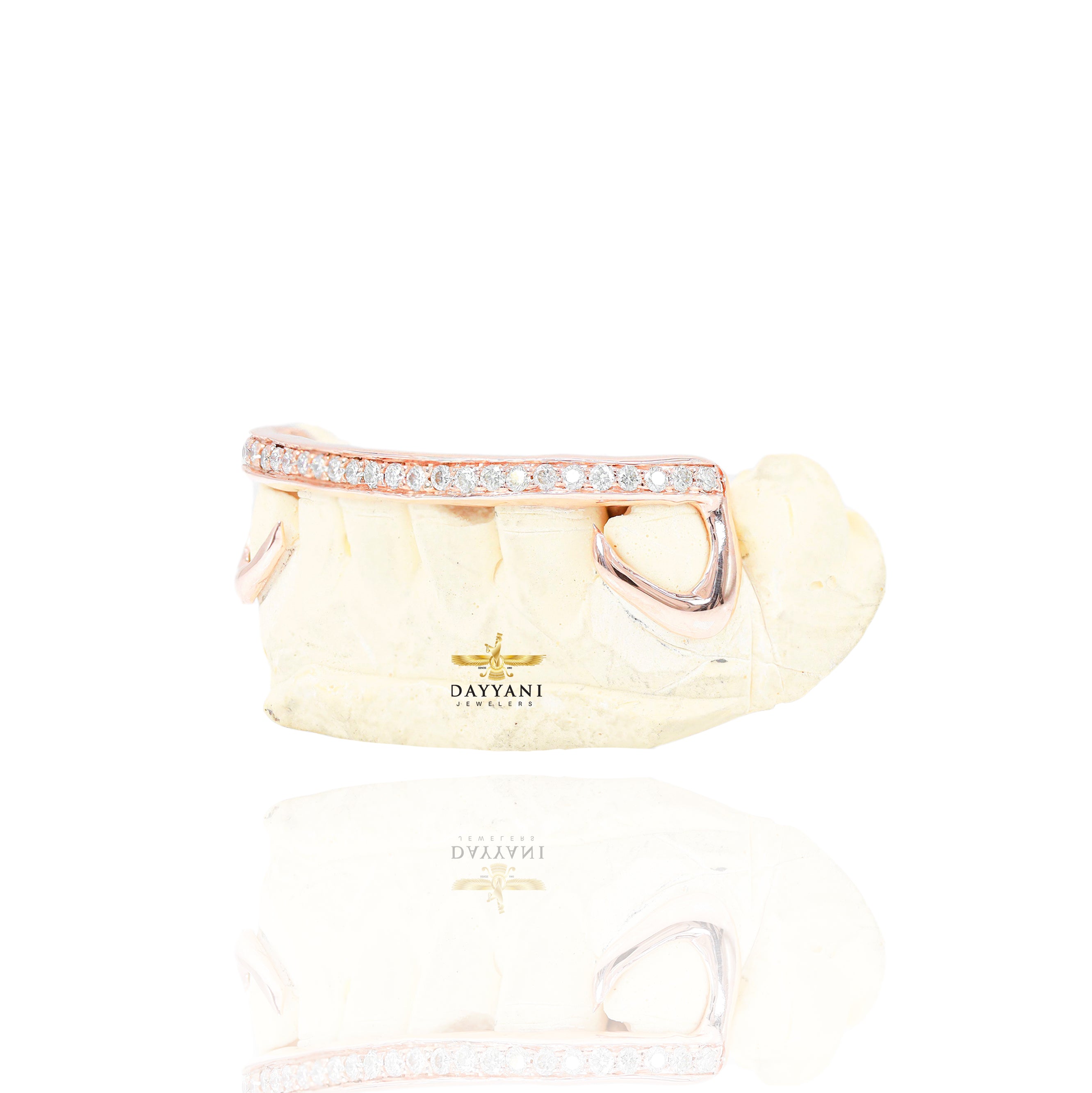 Custom Kim K. Style One Row Diamond Bar Gold Grillz