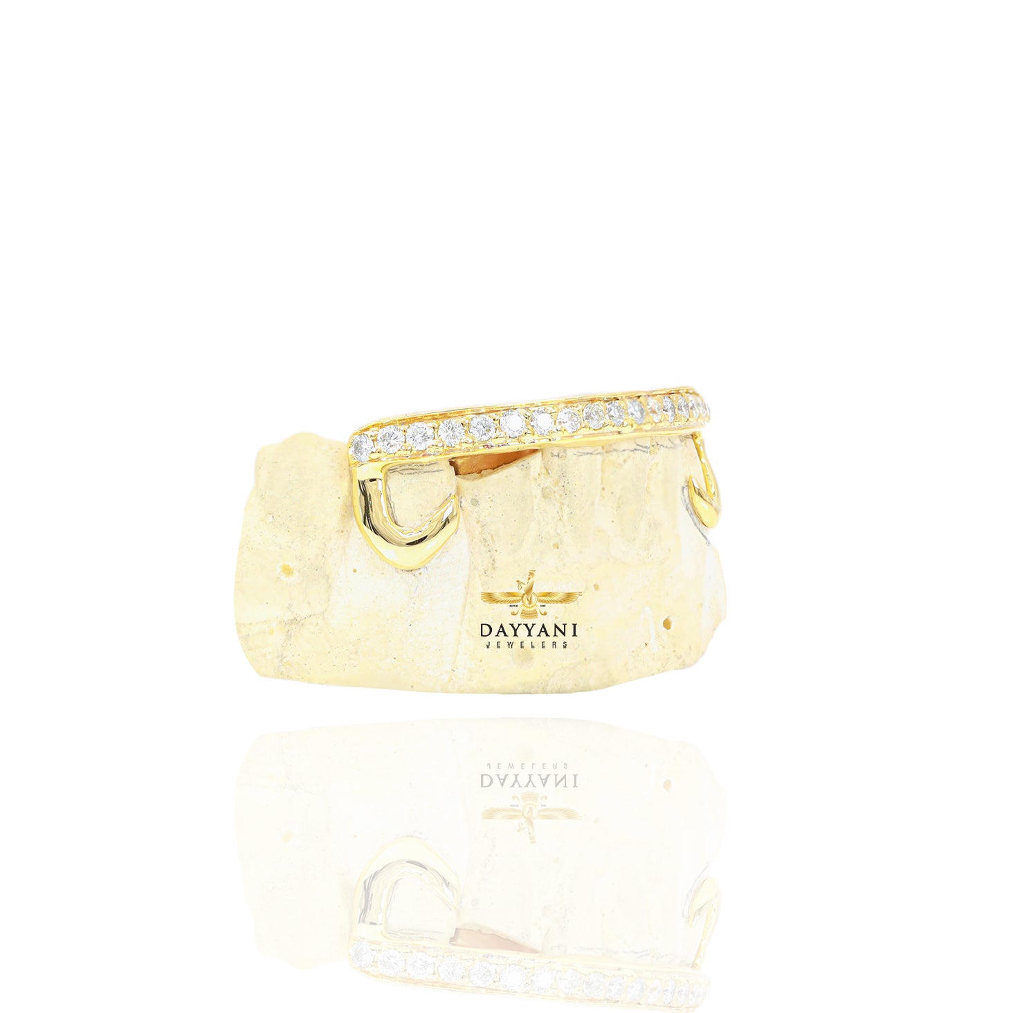 Custom Kim K. Style One Row Diamond Bar Gold Grillz