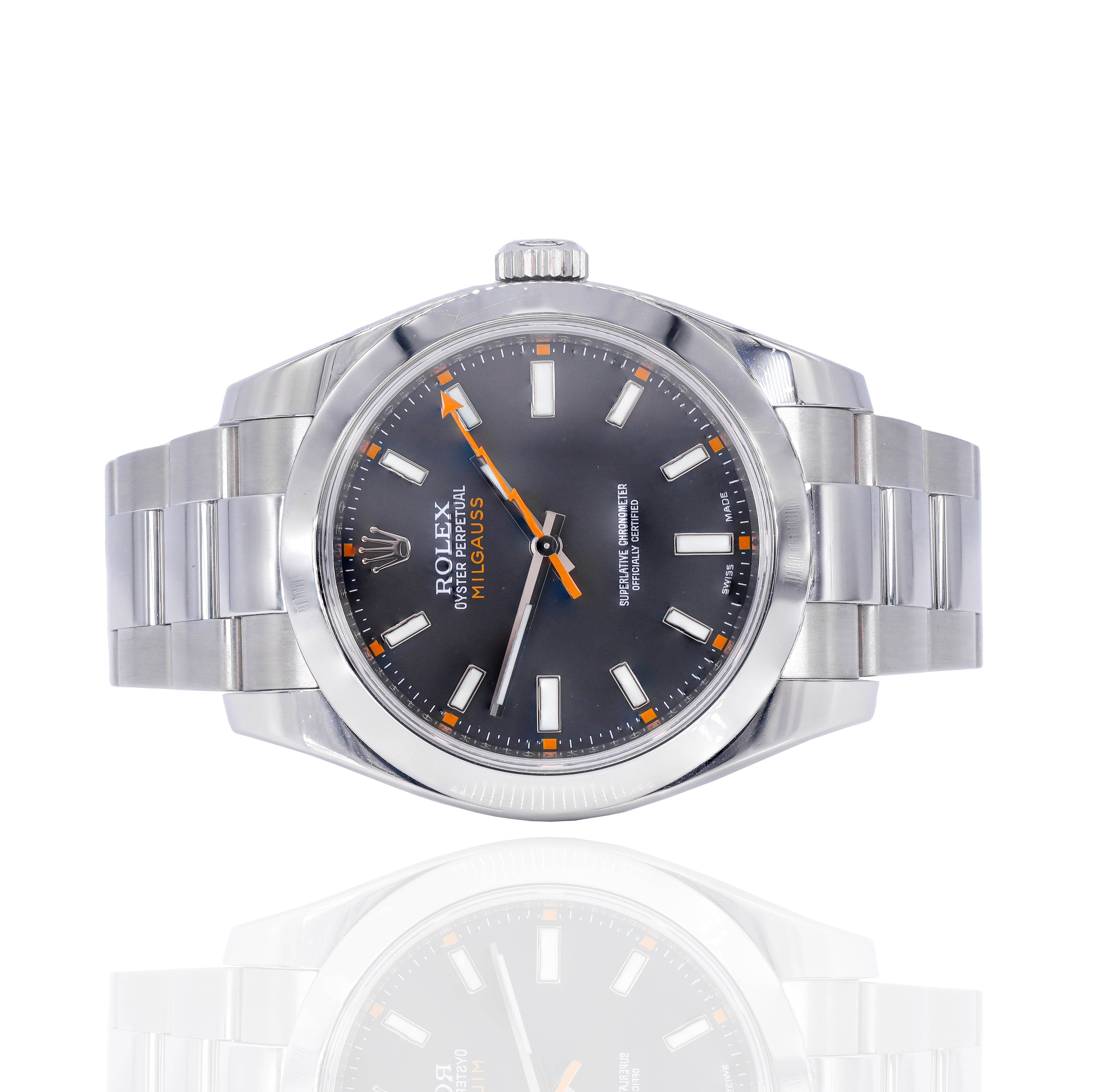 Rolex 116400 Milgauss 40mm Black Dial Orange Markers