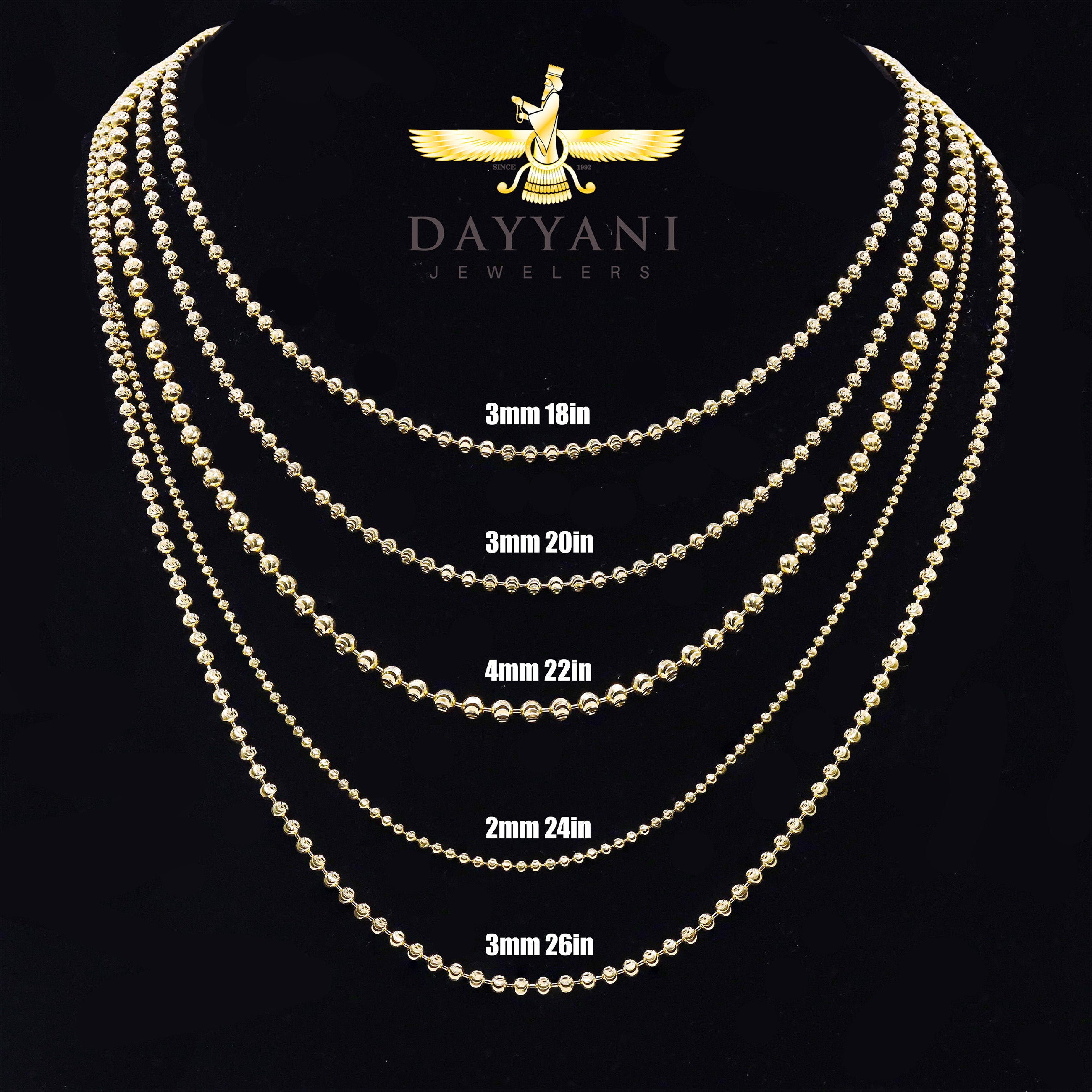 14KT Solid Moon Cut Yellow Gold Chain