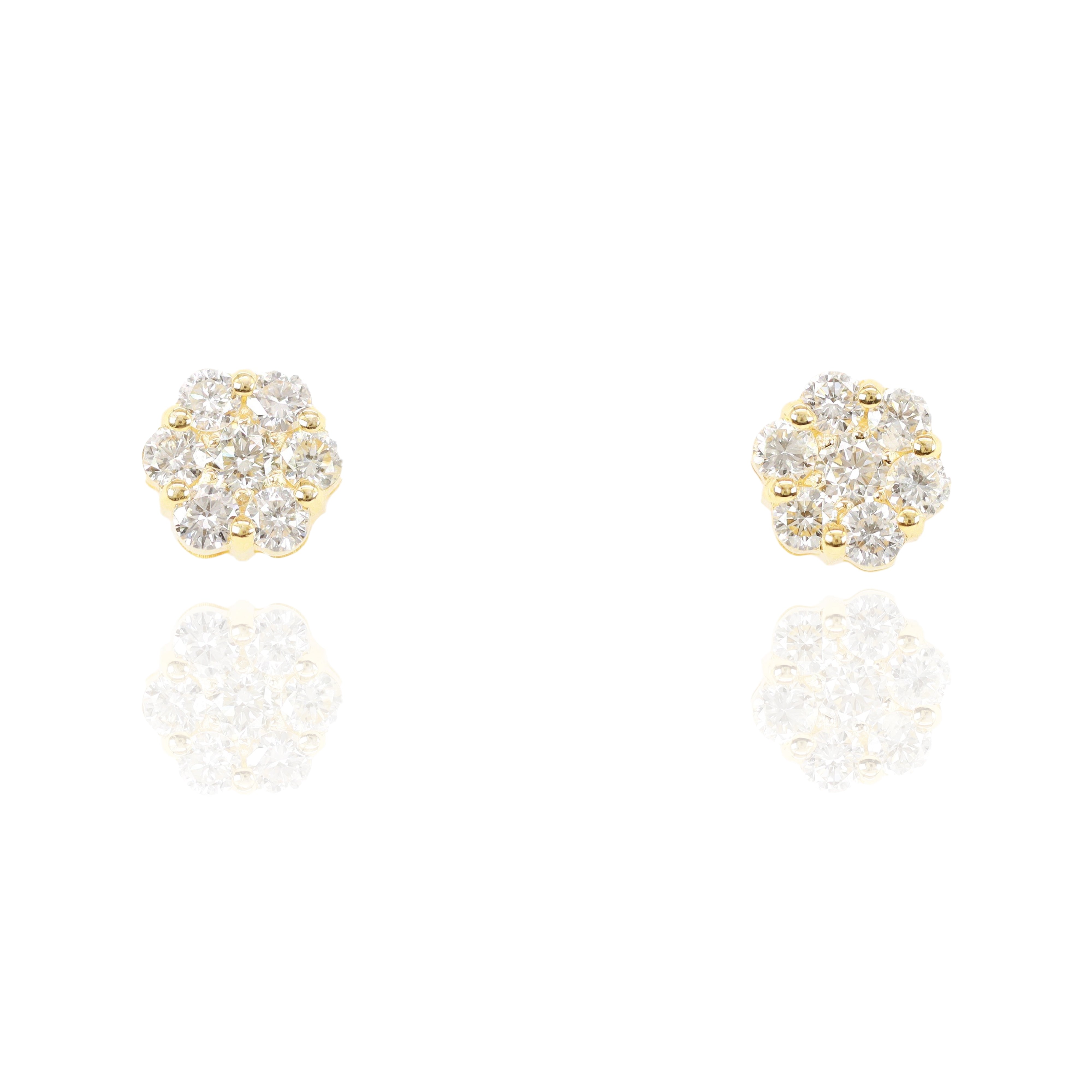 Custom Natural Diamond Flower Earrings
