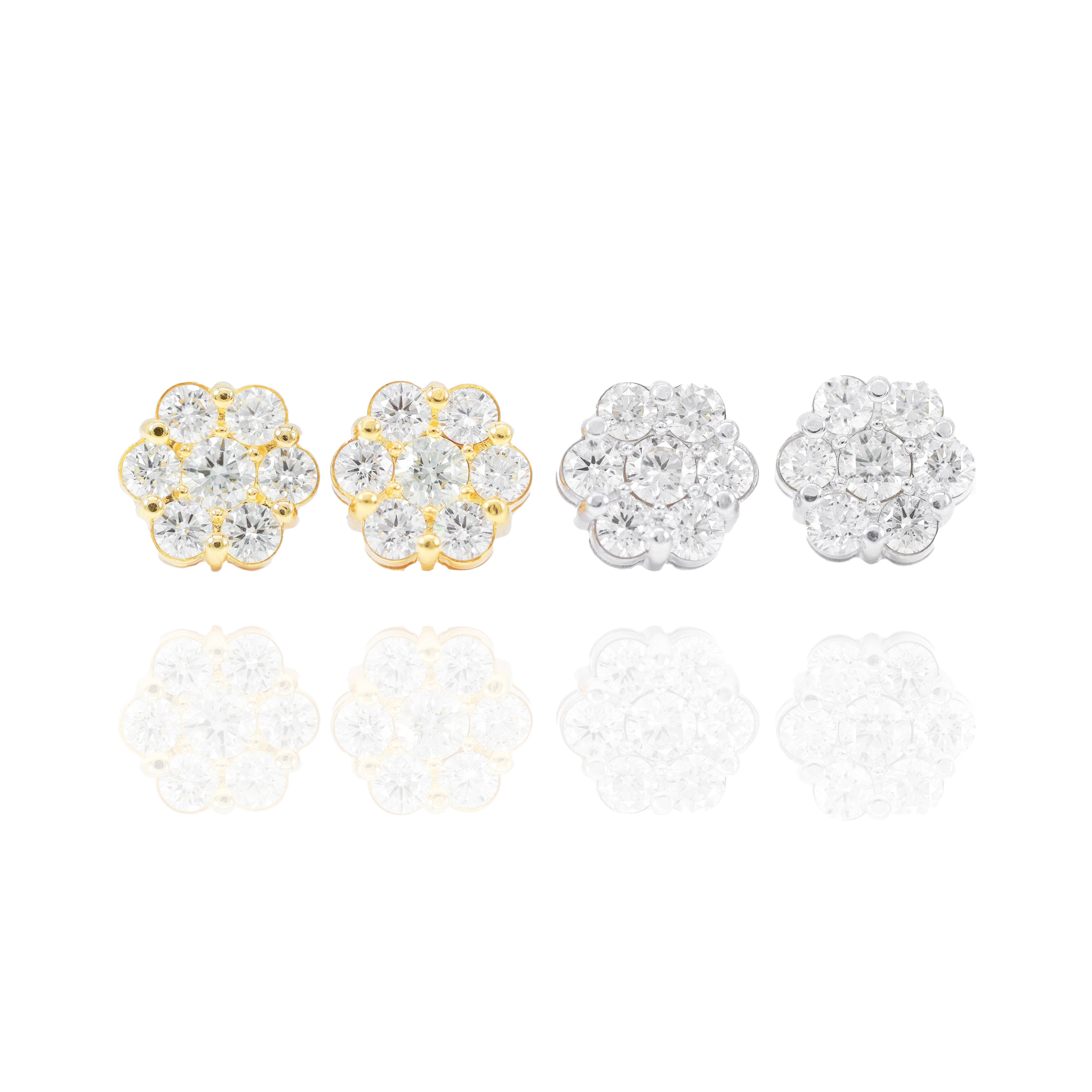 Custom Natural Diamond Flower Earrings
