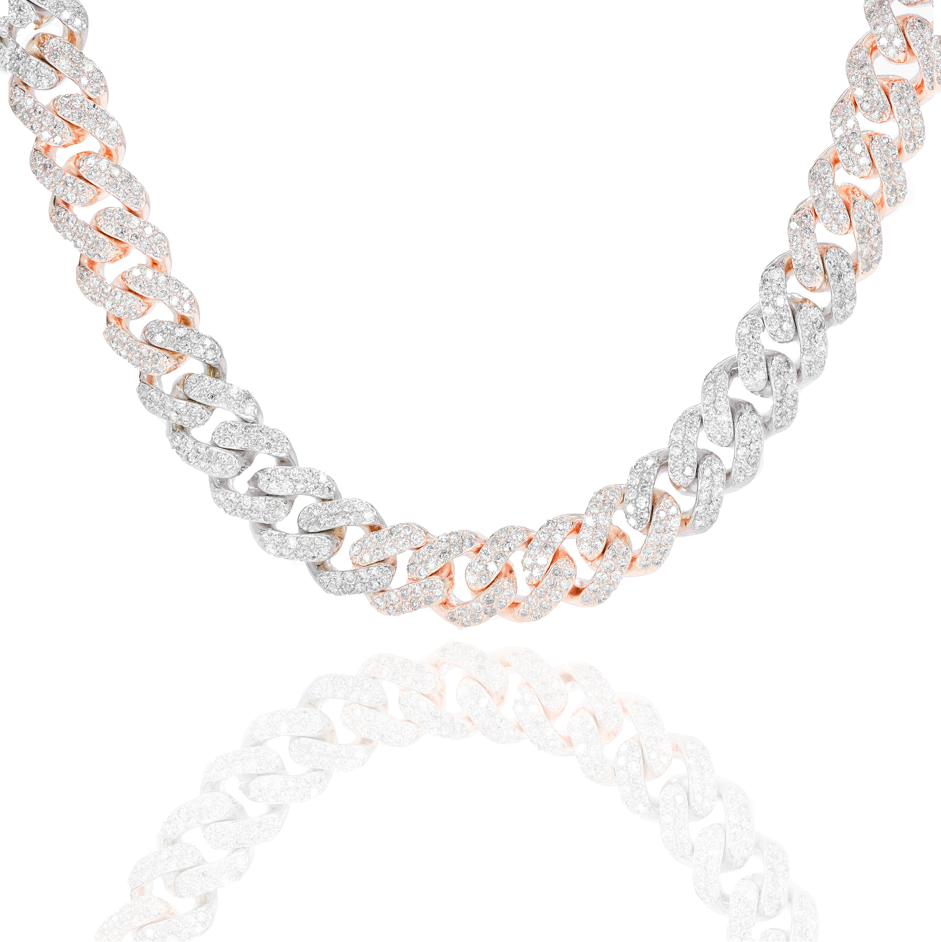 9.5mm Two-Tone Diamond Miami Cuban Link Chain