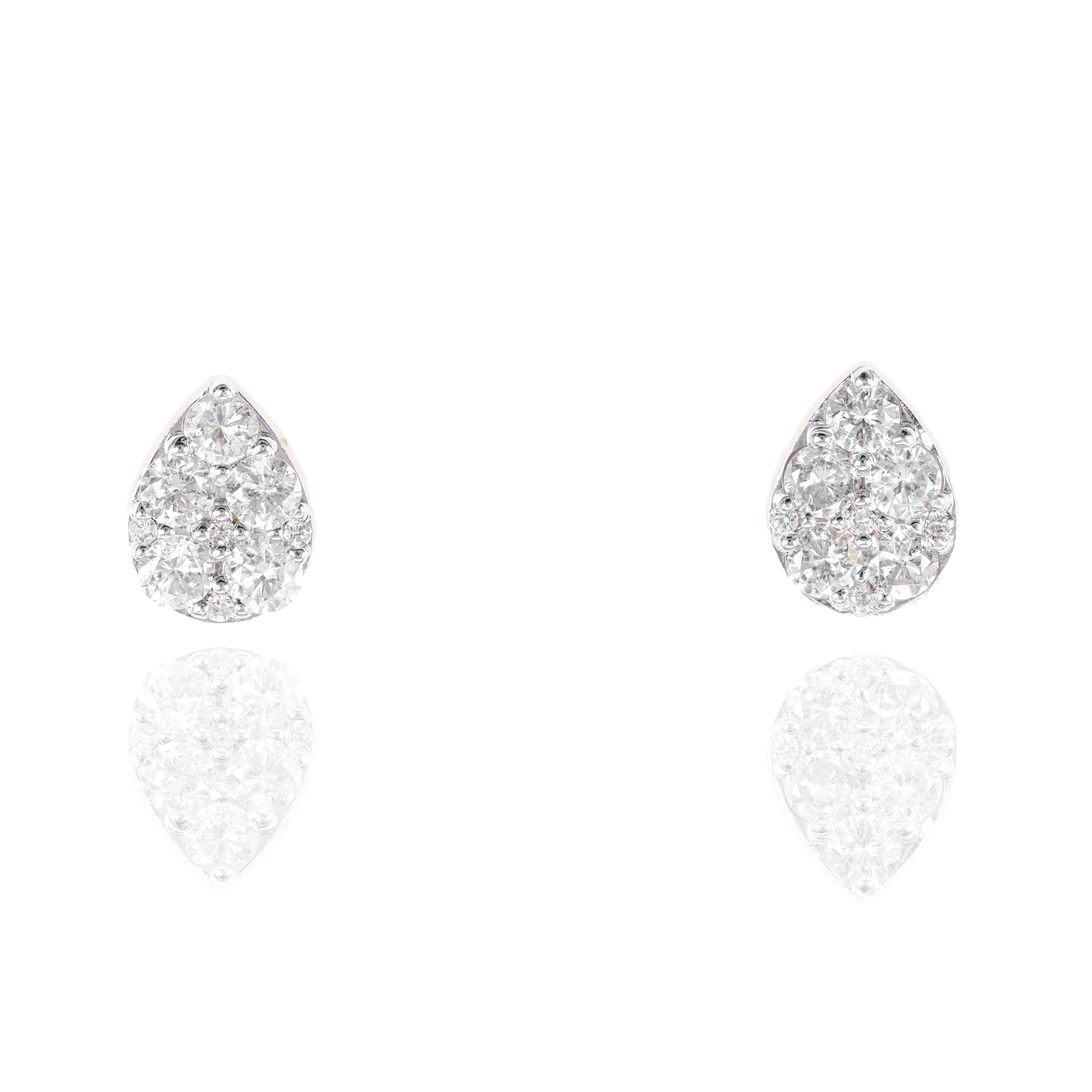 Pear Shape Cluster Diamond Earrings