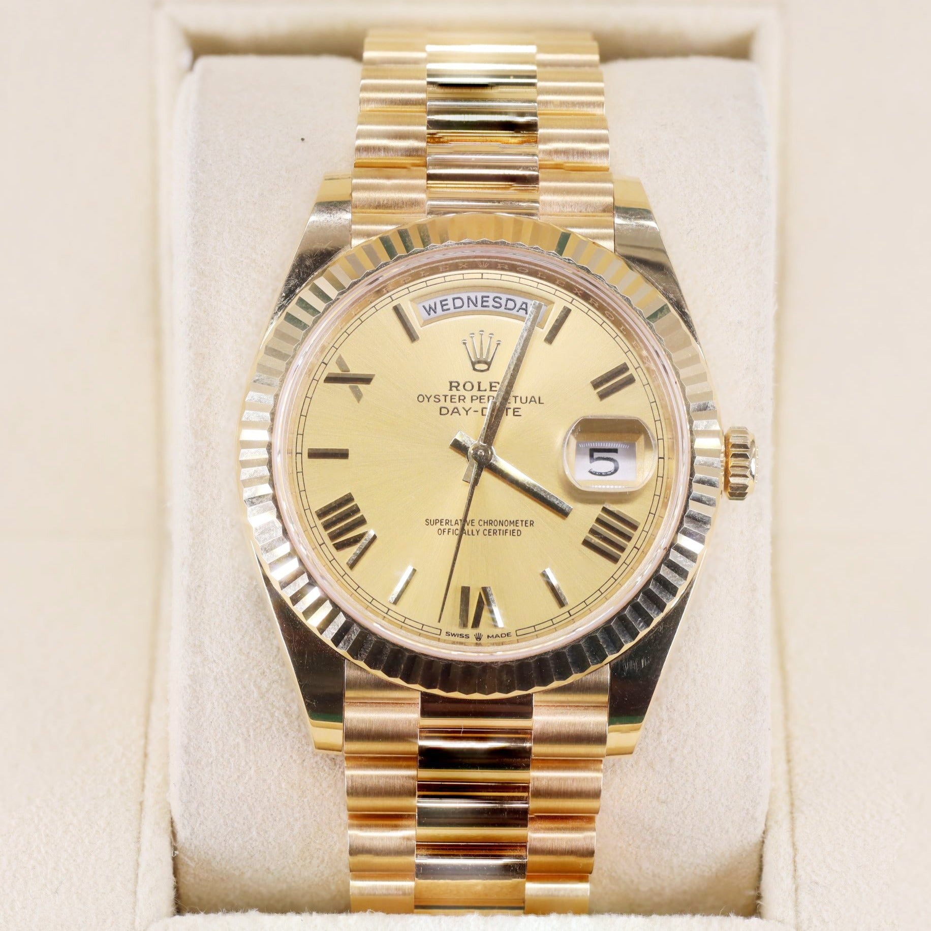 Rolex 228238 Day-Date 40mm Champagne Index Dial